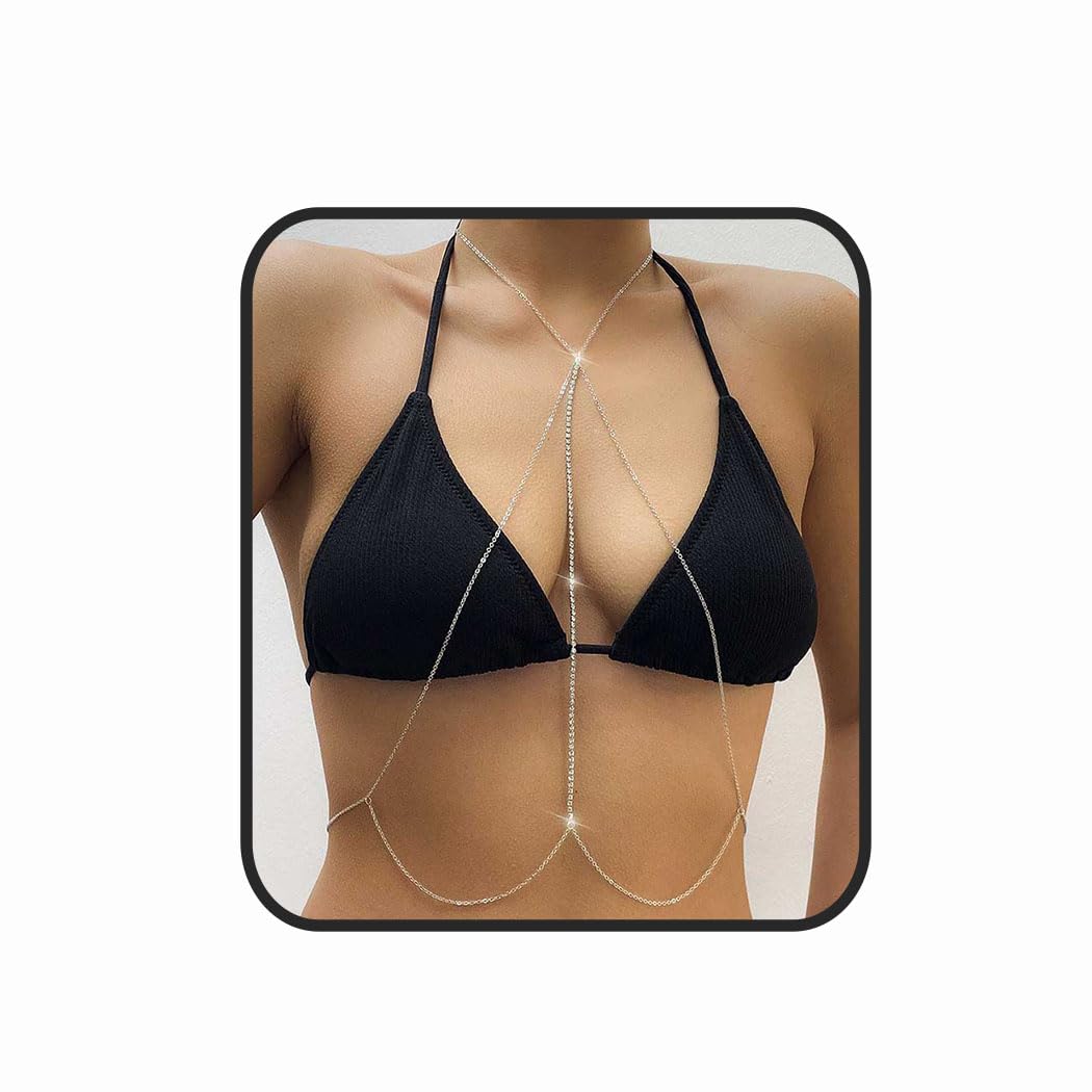 Sexy Rhinestone & Pearl Layered Body Chain for Women - Waist Belly Chain Bikini Accessory, Beach Party Jewelry | Perfect for Pool Parties, Music Festivals & Summer Vacations