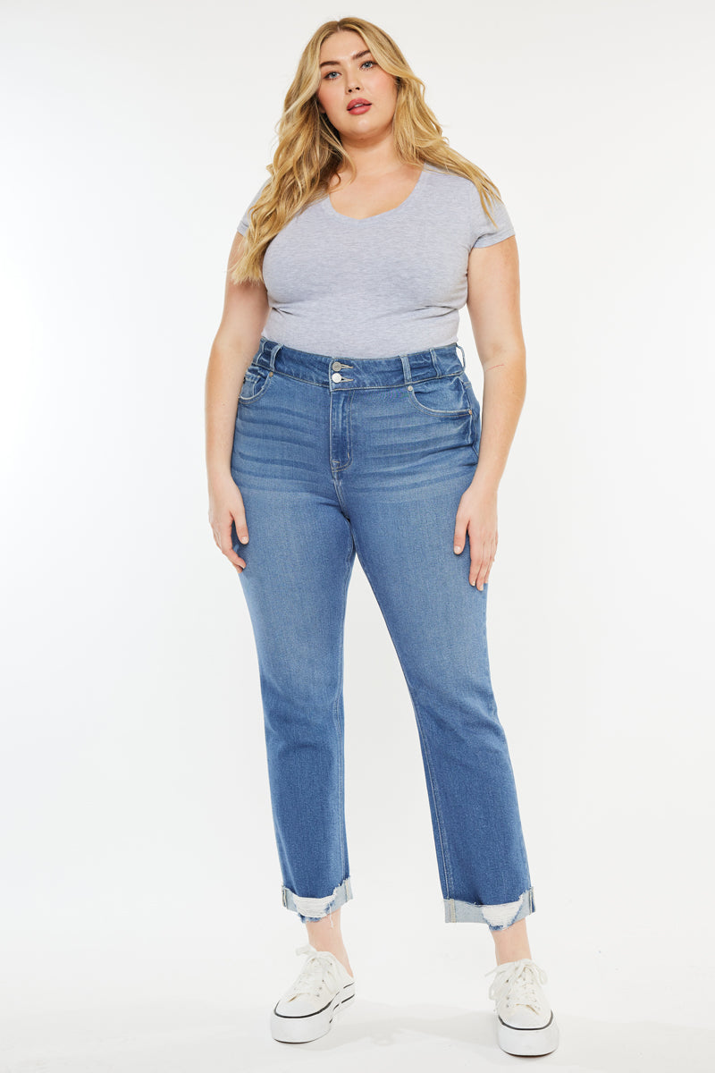 Esme Essentials High Rise Slim Straight Leg Jeans for Women - Plus Size Denim Pants with Stretch Comfort - Perfect for Casual Wear, Office & Date Nights
