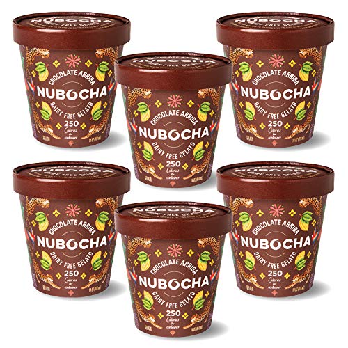 Nubocha Dairy-Free Chocolate Gelato Keto Dream Pack - Keto Friendly, Gluten Free, Vegan, 0g Sugar, Non-GMO, Low Net Carbs - 6 Pints Chocolate Flavor (6 Count) - Perfect for Keto Diet, Weight Loss & Healthy Dessert Lovers