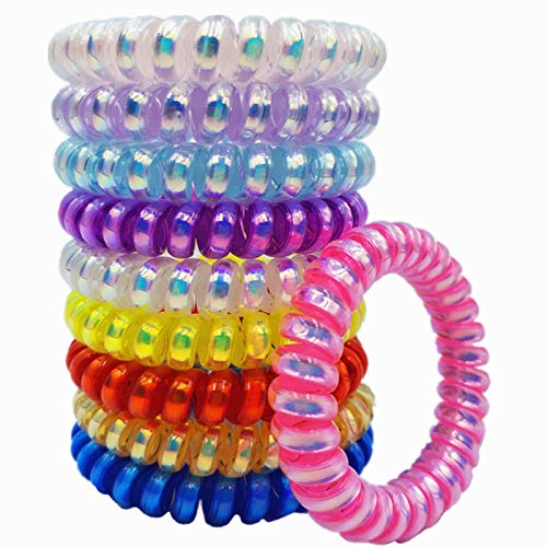 Trendy 10-Pack Multicolor Spiral Hair Ties for Women - No Crease Phone Cord Hair Bands, Soft Elastic Candy-Colored Hair Accessories for Girls (Perfect for School, Workouts, and Everyday Styling)