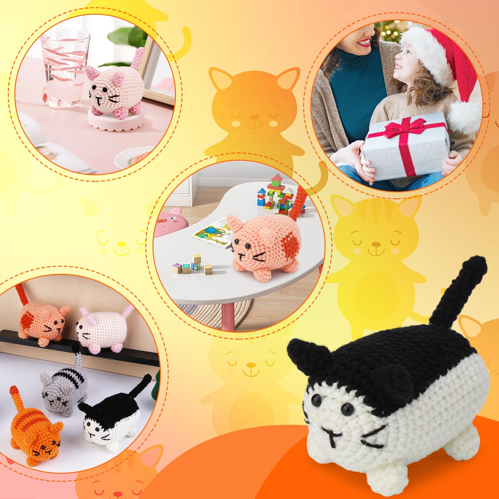 Mayboos Beginner Crochet Kit - DIY Animal Crochet Starter Set with Step-by-Step Video Tutorials | Complete Craft Supplies for Adults & Kids | Perfect for Relaxation, Gift Giving & Home Decor (Black & White Cat)