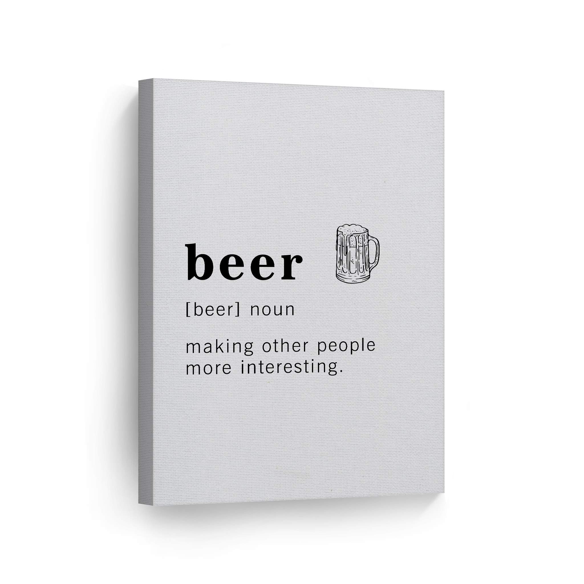 Funny Noun Dictionary Definition of Beer Canvas Print - Inspirational Quote Wall Art for Office, Living Room, Bedroom & Bathroom - Ready to Hang Home Decor Made in USA (36x24) - Perfect for Man Cave, Bar Decor & Gifts for Beer Lovers