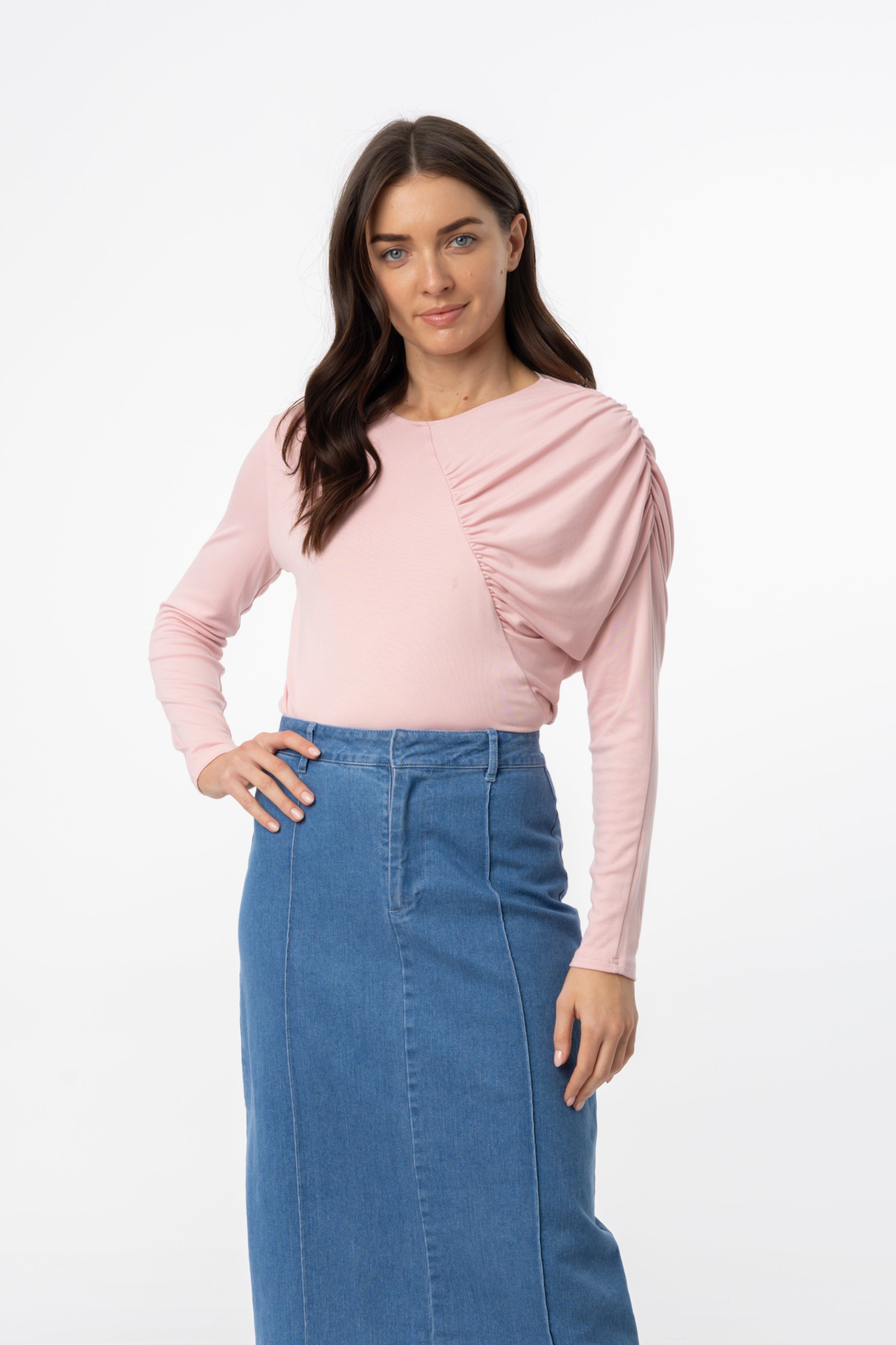 Light Pink Side Ruched Tops for Women - Trendy Casual Blouse for Summer Outfits & Date Nights