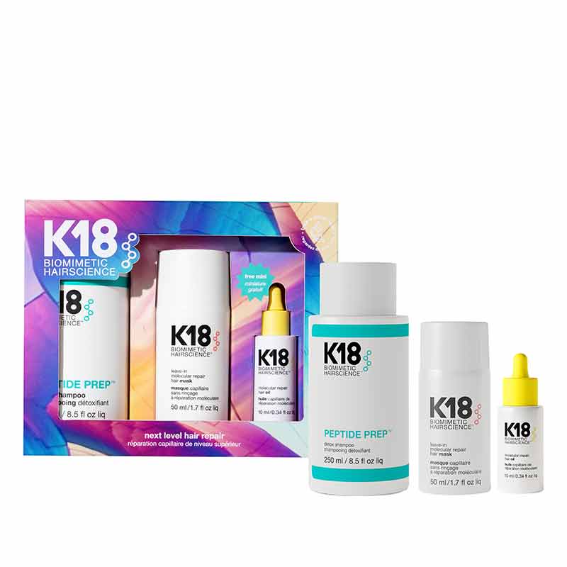 K18 Professional Hair Repair Treatment Kit - Damaged Hair Rescue for Breakage & Split Ends | Salon-Grade Leave-In Mask & Molecular Repair | Perfect for Post-Bleaching, Coloring & Heat Styling Recovery