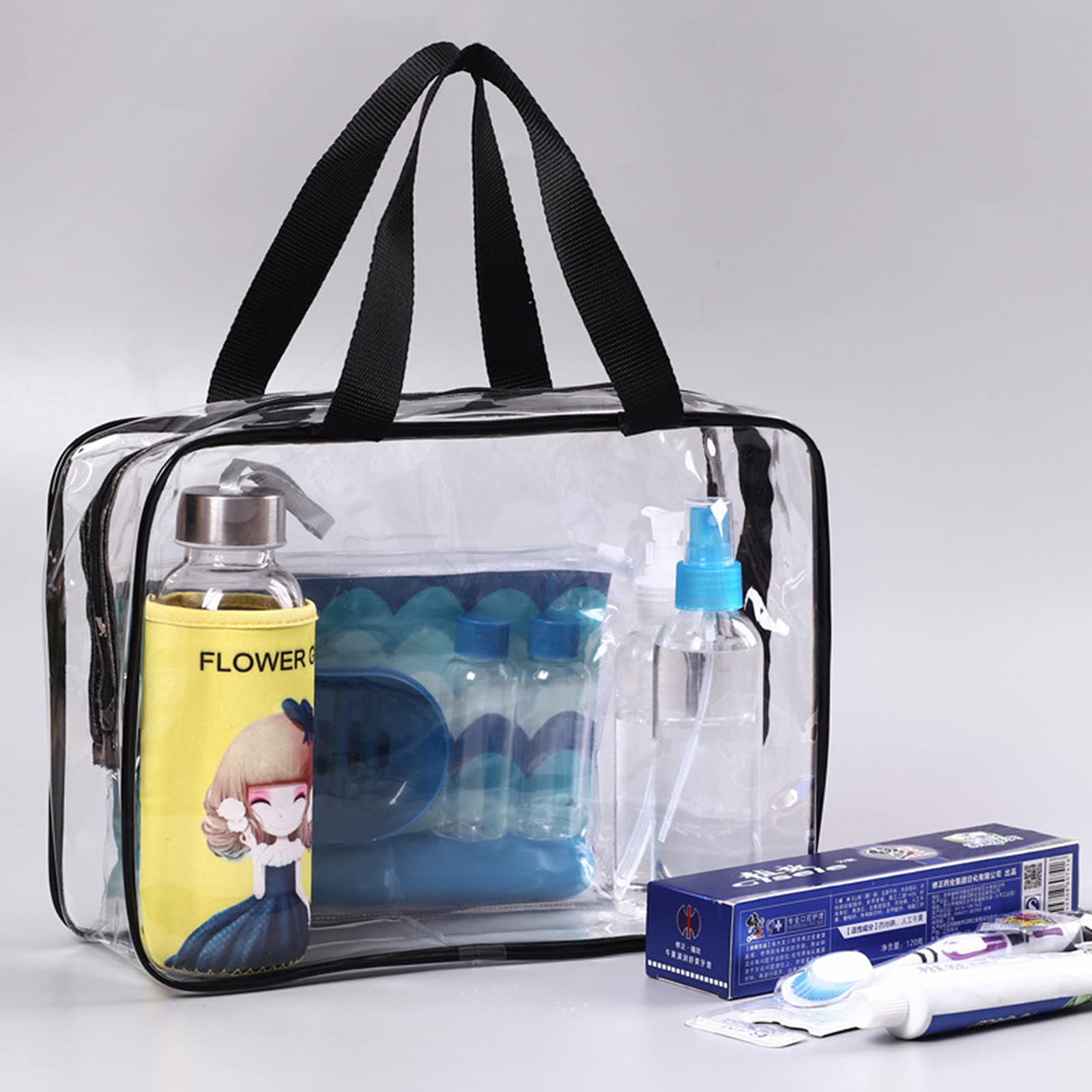 2 Pack Large Clear Toiletry Bags - Waterproof Transparent Travel Cosmetic Organizer for Makeup, Toiletries & Essentials | Perfect for Airplane Carry-on, Gym, Beach & Vacation Packing