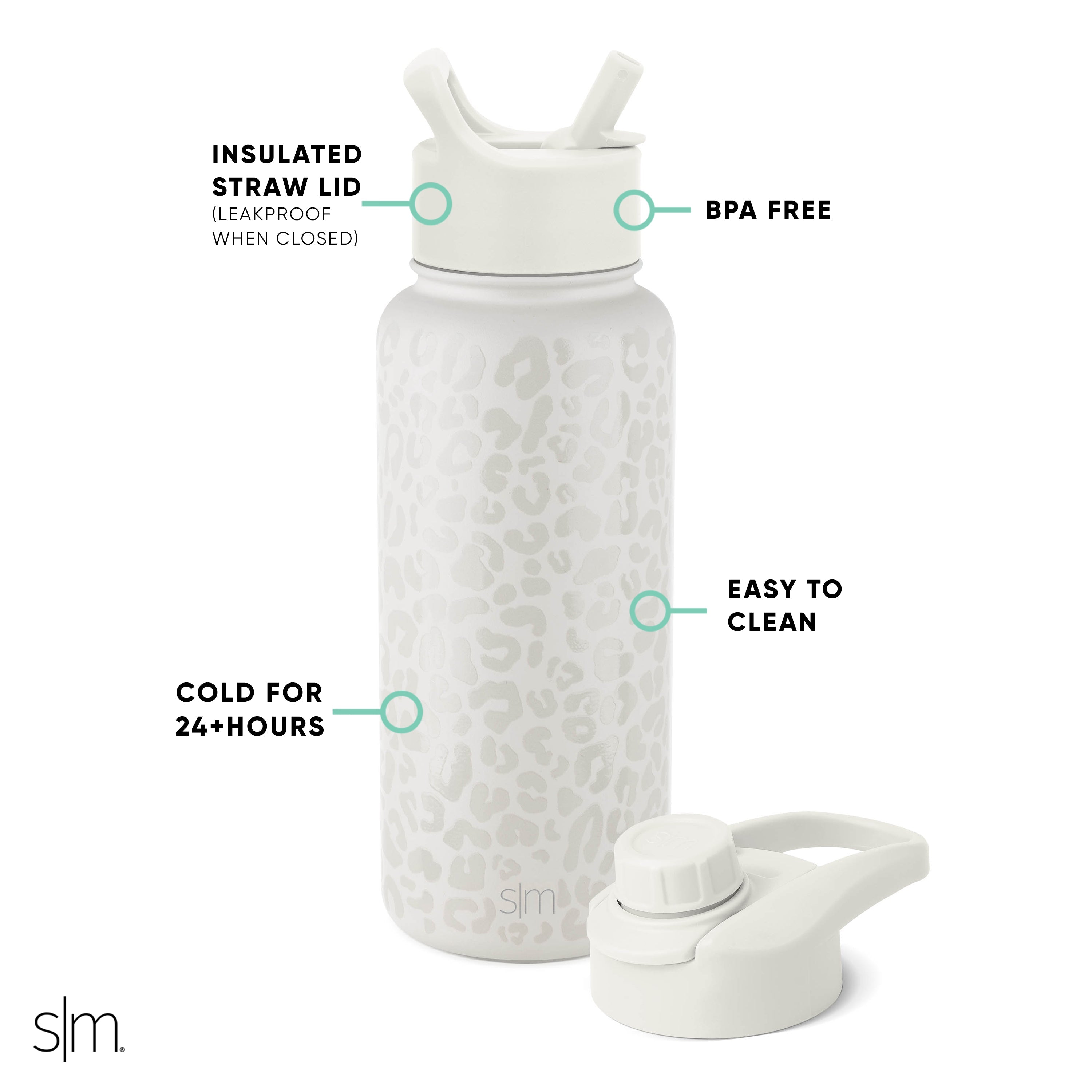 Summit Insulated Water Bottle with Straw & Chug Lid - 32oz Leakproof Stainless Steel Thermos for Gym, Hiking & Outdoor Activities
