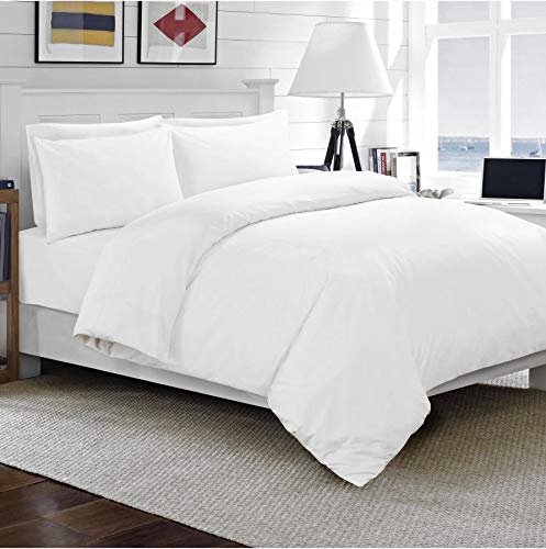Luxury 100% Egyptian Cotton Duvet Cover Set with Pillowcases - Premium Sapphire Collection Bedding (White, Single Size) - Perfect for Master Bedrooms, Guest Rooms & Hotel Style Comfort