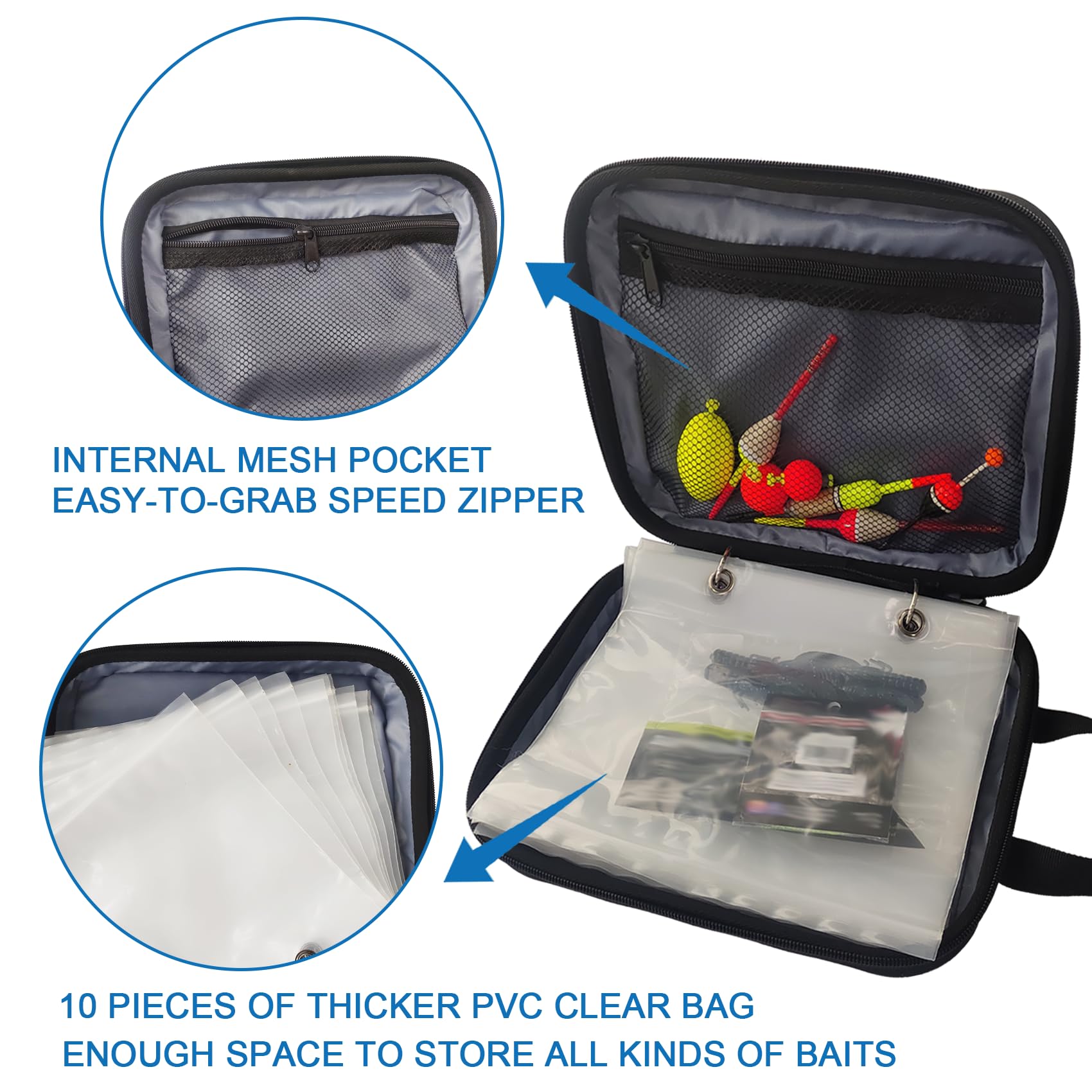 Aventik Fishing Tackle Binder - Hard Cover Waterproof Bait Organizer with Saltwater Resistant Storage for Saltwater & Freshwater Fishing - Perfect for Boat, Kayak and Shore Fishing (Black)