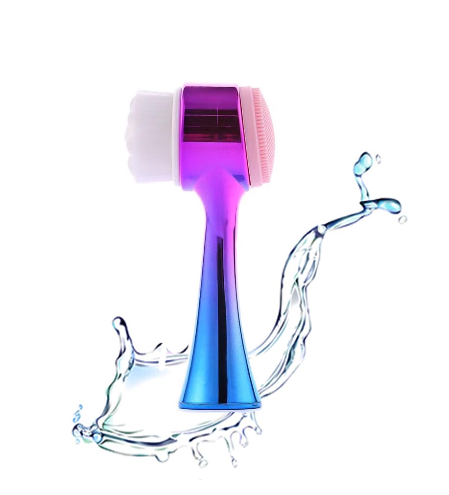 2-in-1 Double-Sided Facial Cleansing Brush with Soft Bristles - Deep Pore Exfoliation, Makeup Removal & Massage (Blue) | Gentle Skin Care for Daily Cleansing & Spa-Like Experience at Home