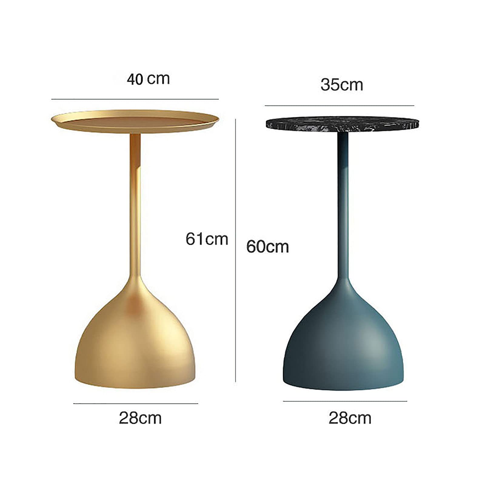 Nordic Modern Round Coffee Table Set - Wrought Iron Side & End Tables for Living Room, Bedroom - Gold & Blue Luxury Furniture for Home Decor & Small Space