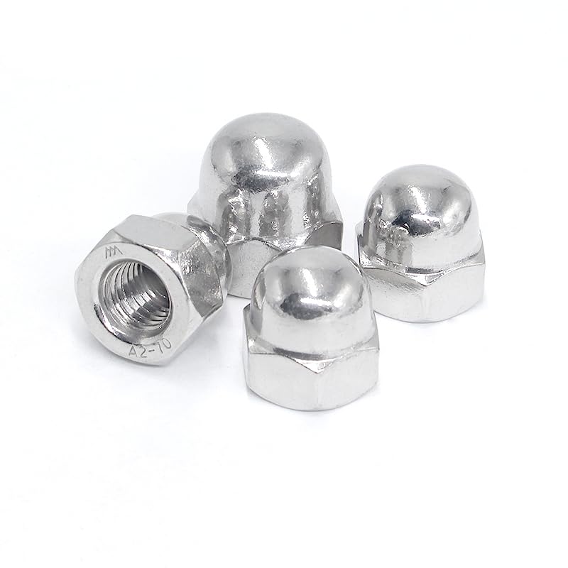 M6 Acorn Cap Nuts (50 Pack) - M6x1.0mm Dome Head Hex Nuts, 18-8 Stainless Steel with Bright Finish - Full Thread Coverage for Secure Fastening - Ideal for Automotive, Marine, and DIY Projects