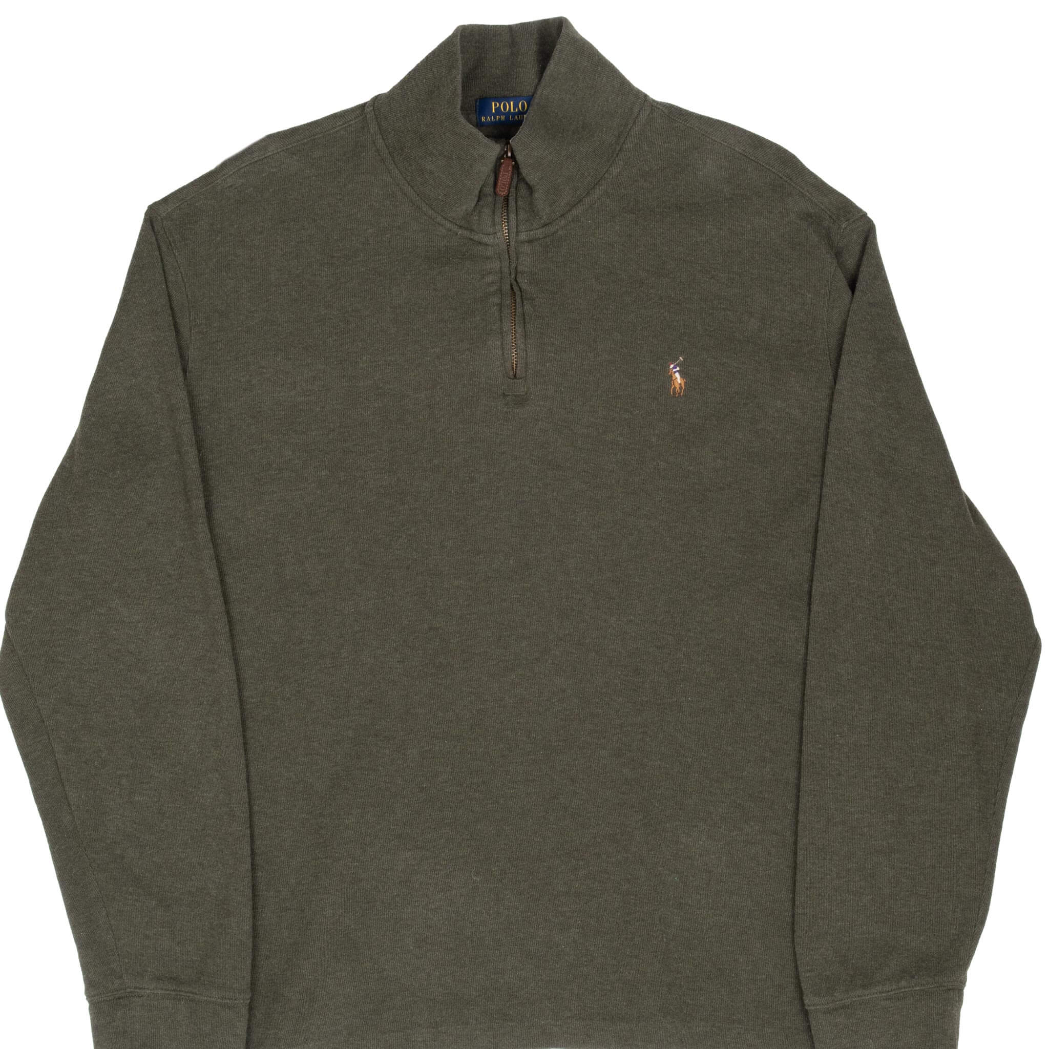 Ralph Lauren Men's Green Quarter-Zip Sweater | 1/4 Zip Pullover | Casual Knit Top | Size 2XL | Perfect for Office Wear & Weekend Outings