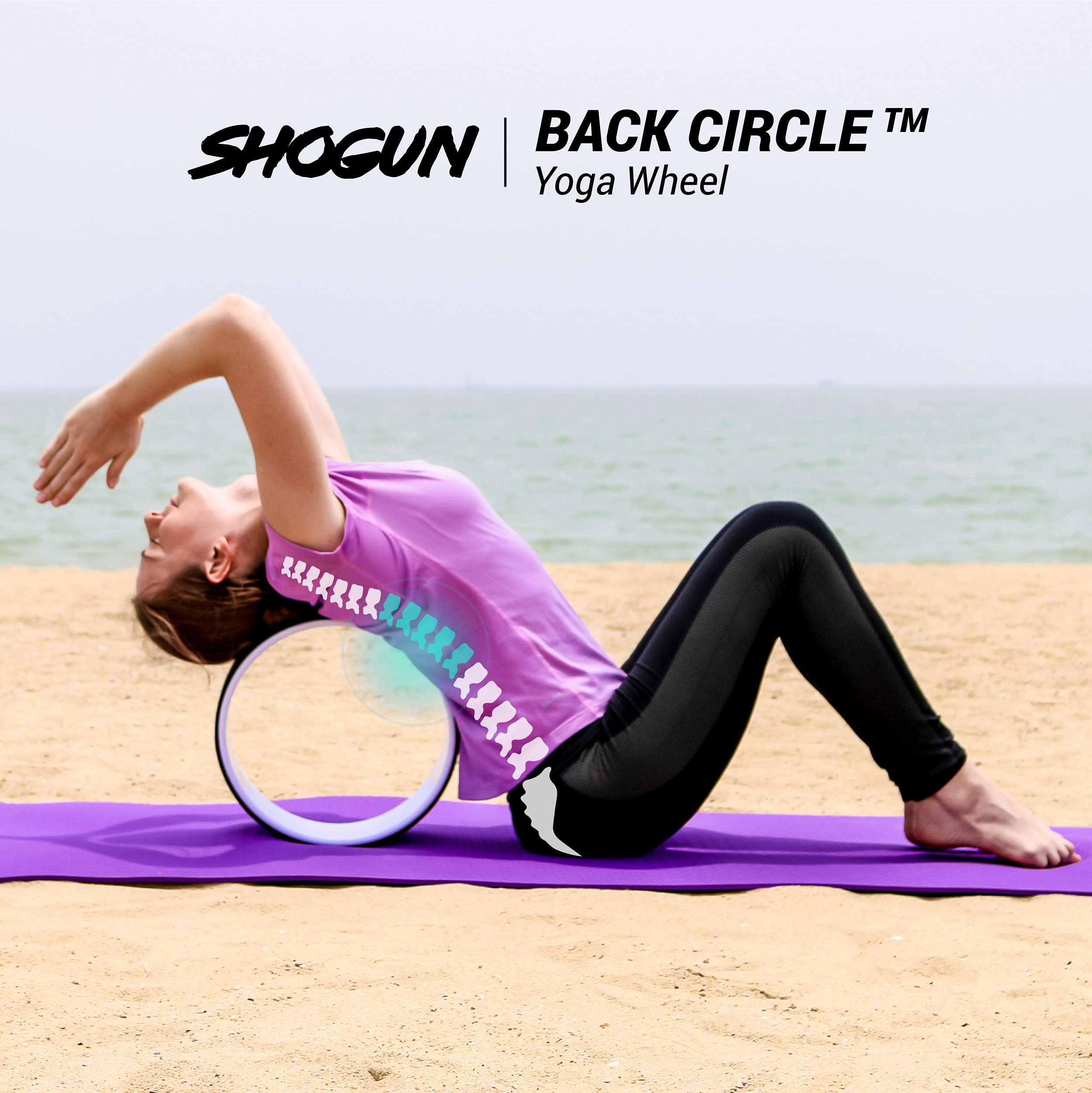 Shogun Yoga Wheel Roller for Back Pain Relief & Spine Stretching - Premium Back Roller Wheel for Flexibility & Mobility Improvement - Perfect for Yoga, Pilates, Post-Workout Recovery & Home Therapy