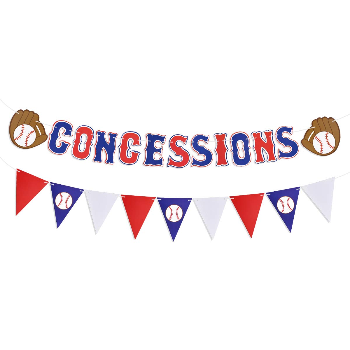 Baseball Party Supplies - Sports Themed Birthday Decorations, Concessions Banner, Favors for First Birthday, Baby Shower & Game Day Events (Style 1)