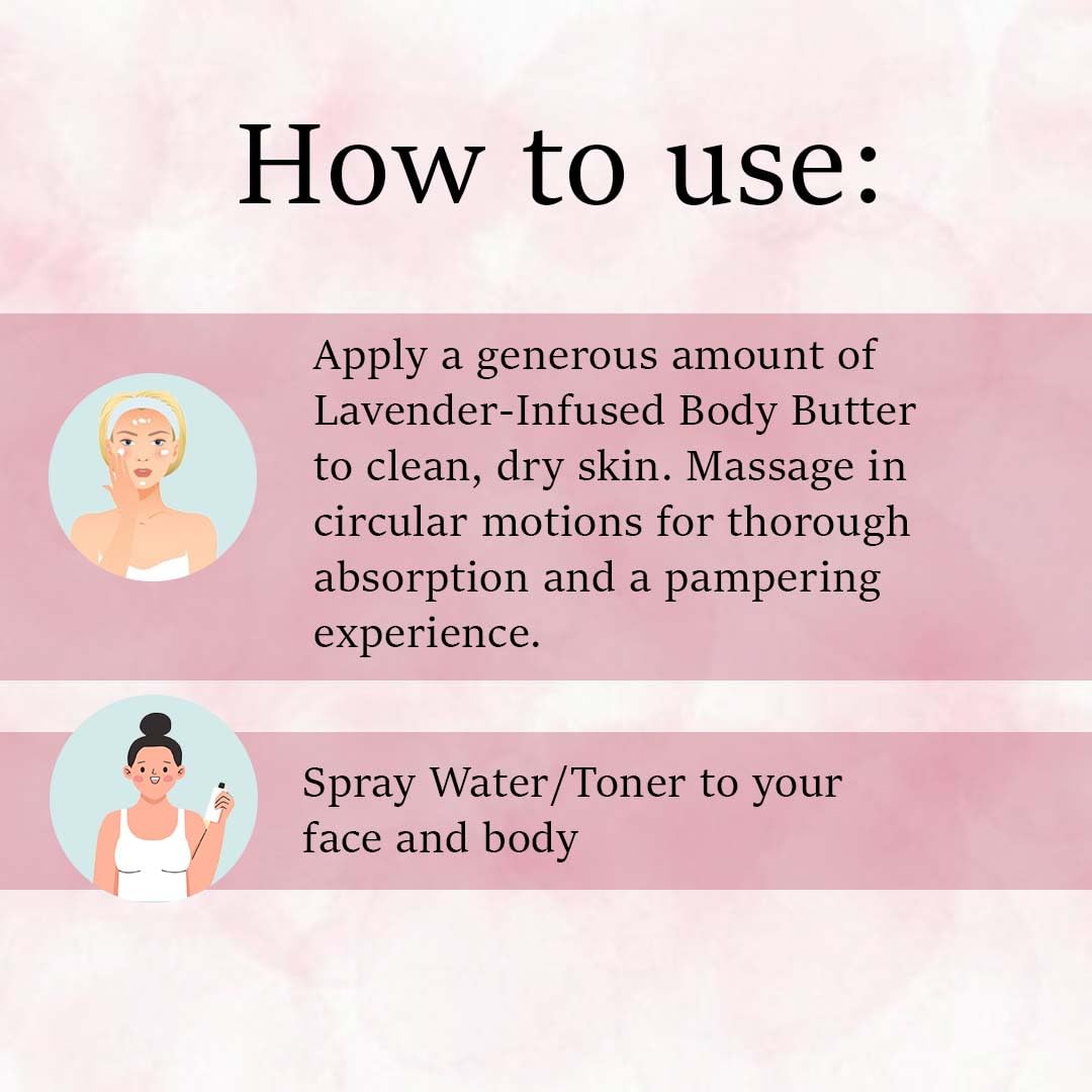 Mi Nature Rose Body Butter (50g) & Rose Water (110ml) Set - Hydrating Skincare Combo for Face & Body | Lightweight Non-Sticky Body Cream & Refreshing Facial Toner Mist | Chemical-Free Daily Moisturizer | Perfect for Dry Skin Care, Spa Day & Travel Essentials