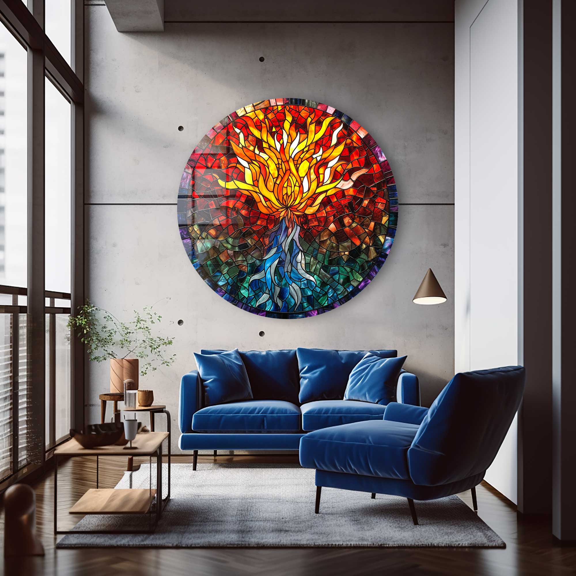 Tree of Life II Rounded Glass Wall Art - Elegant Home Decor for Living Room, Bedroom & Office - Perfect for Gifts & Interior Design