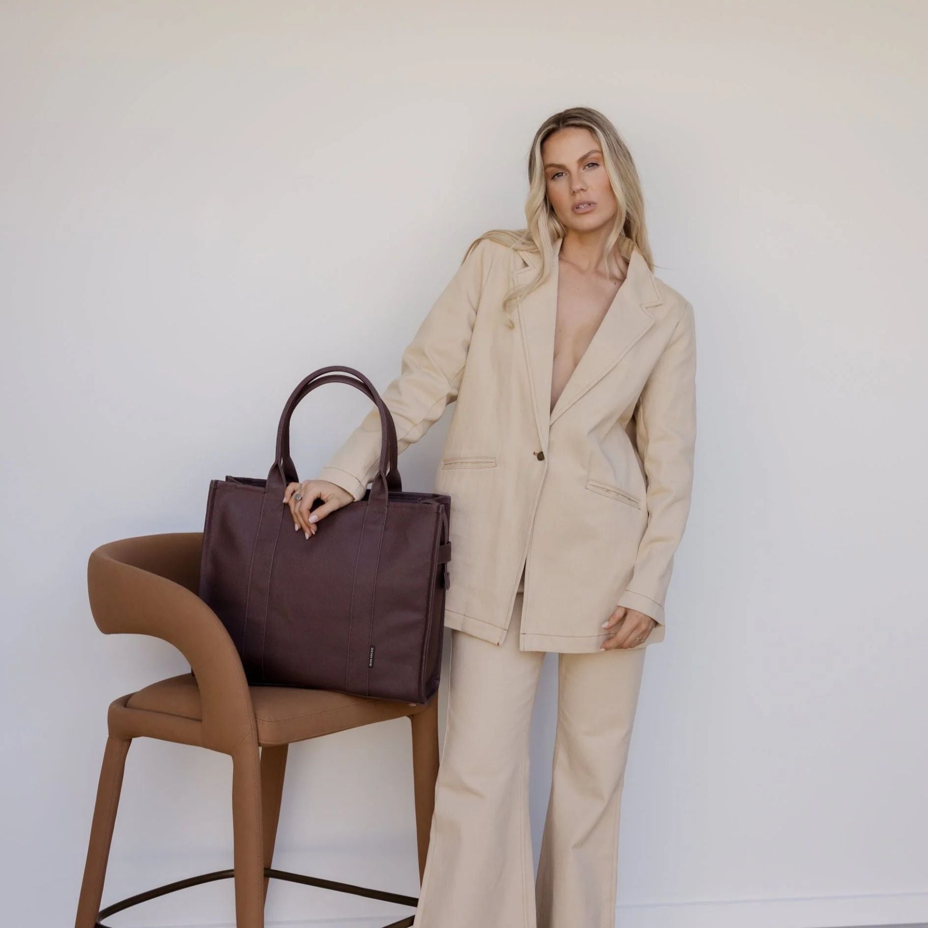 Large Bon Vivant Structured Tote Bag in Chocolate - Stylish & Spacious Handbag for Work, Travel & Everyday Use