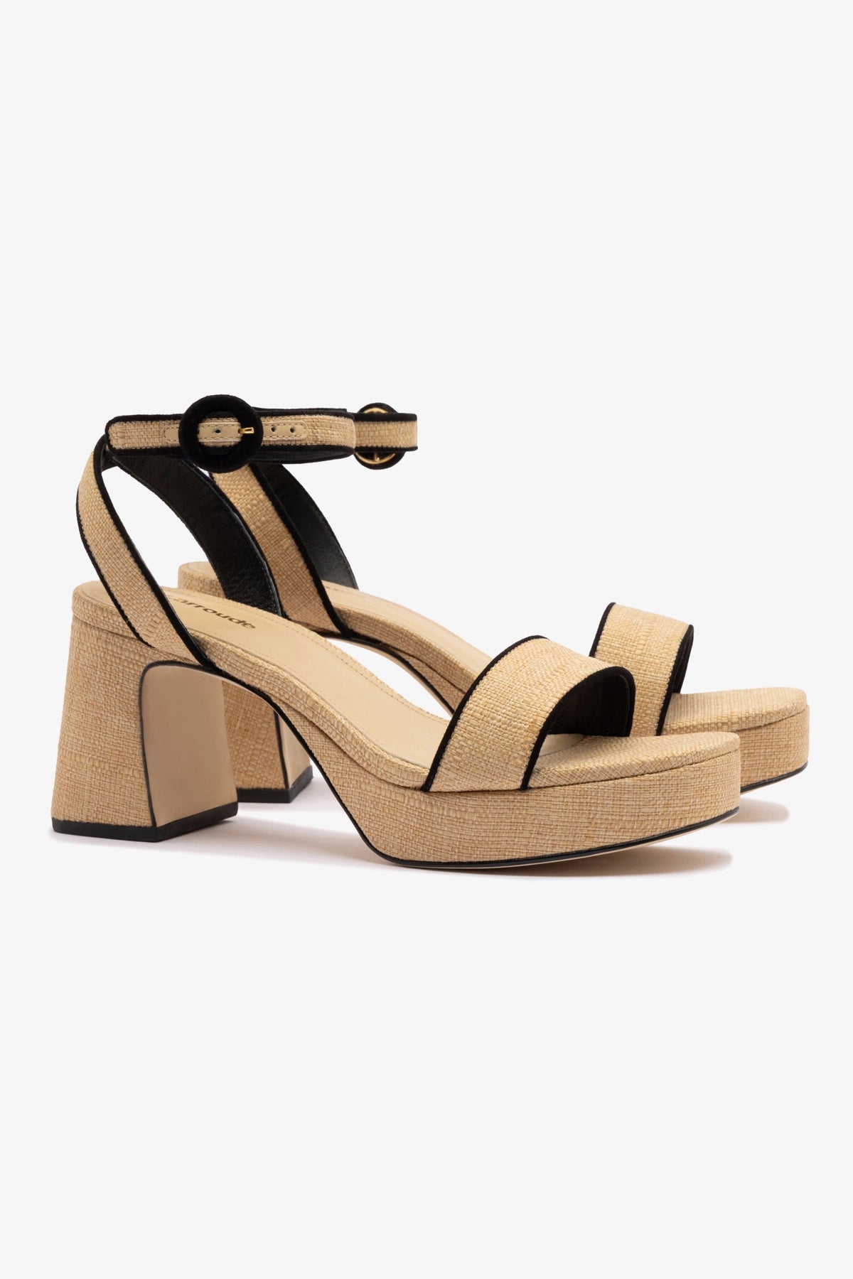 Beige Raffia Dolly Low Sandal with Black Trimming - Comfortable Summer Sandals for Women, Beach Walking, Casual Outfits and Vacation Wear