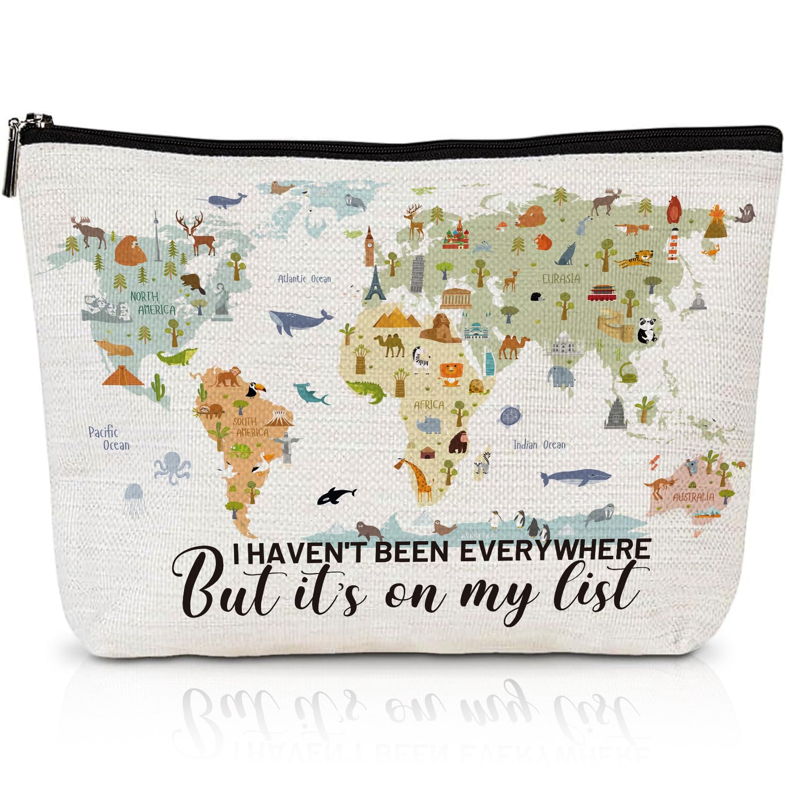 **Travel Makeup Bag for Women - Waterproof Cosmetic Organizer with Toiletry Essentials, Perfect Travel Accessories Gift for Birthday & Christmas (I Haven't Been Everywhere But It's on My List) - Ideal for Vacations, Business Trips & Weekend Getaways**
