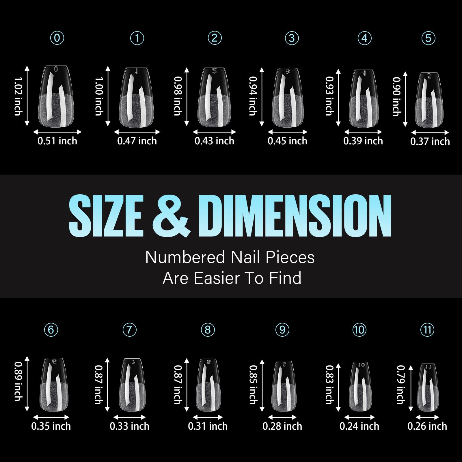 TOMICCA Medium Coffin Nail Tips - 240Pcs Half Matte Soft Gel False Nails with 12 Sizes for Acrylic Extensions | DIY Nail Art Kit for Beginners & Professionals | Perfect for Home Manicures, Salon Use & Special Occasions