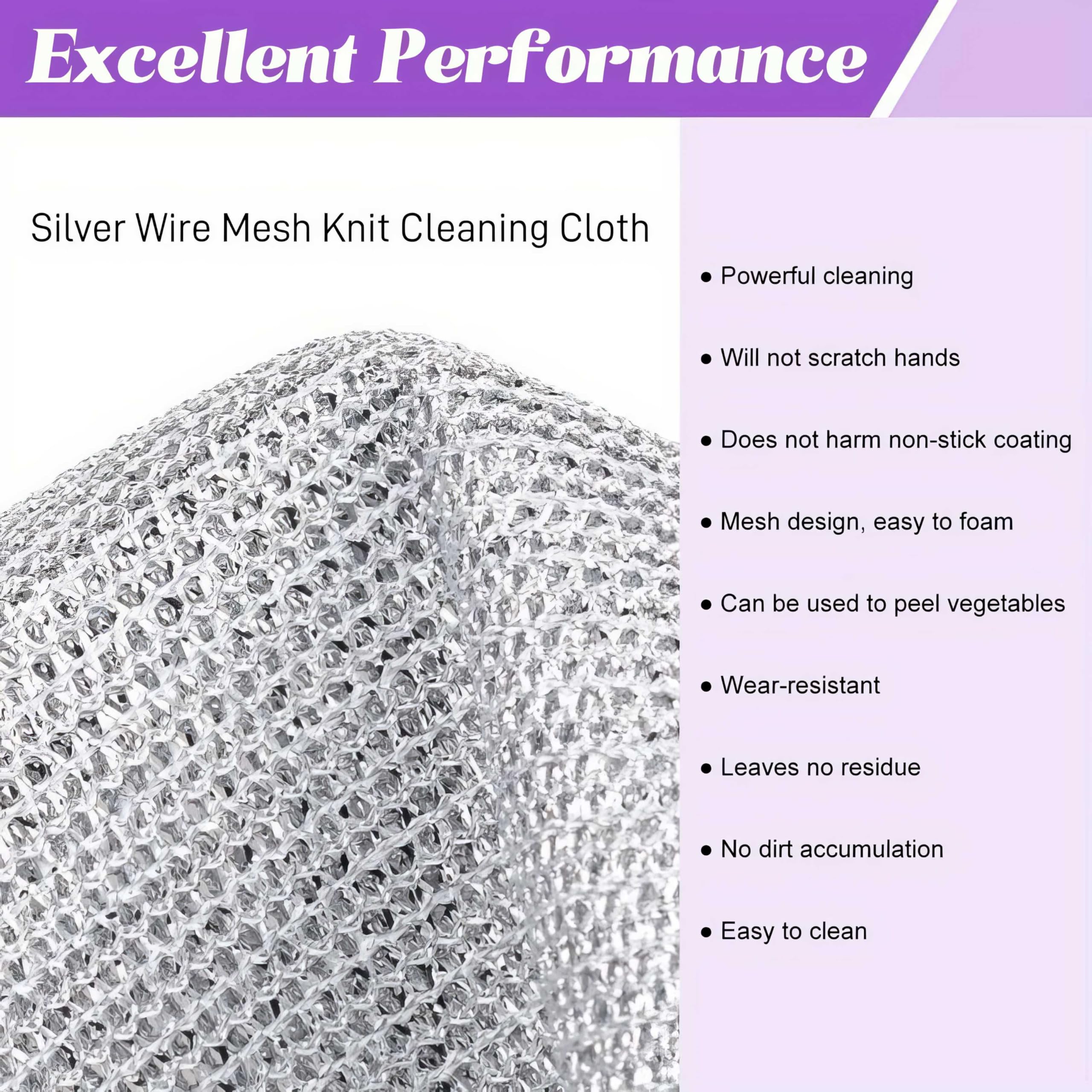 DOOMSDAY Non-Scratch Wire Dishcloth - Reusable Dishwashing Rags for Wet & Dry Cleaning - Easy Rinse Kitchen Scrubber for Pots, Pans, Stainless Steel & Countertops (3-Pack) - Perfect for Daily Dishwashing & Tough Stain Removal