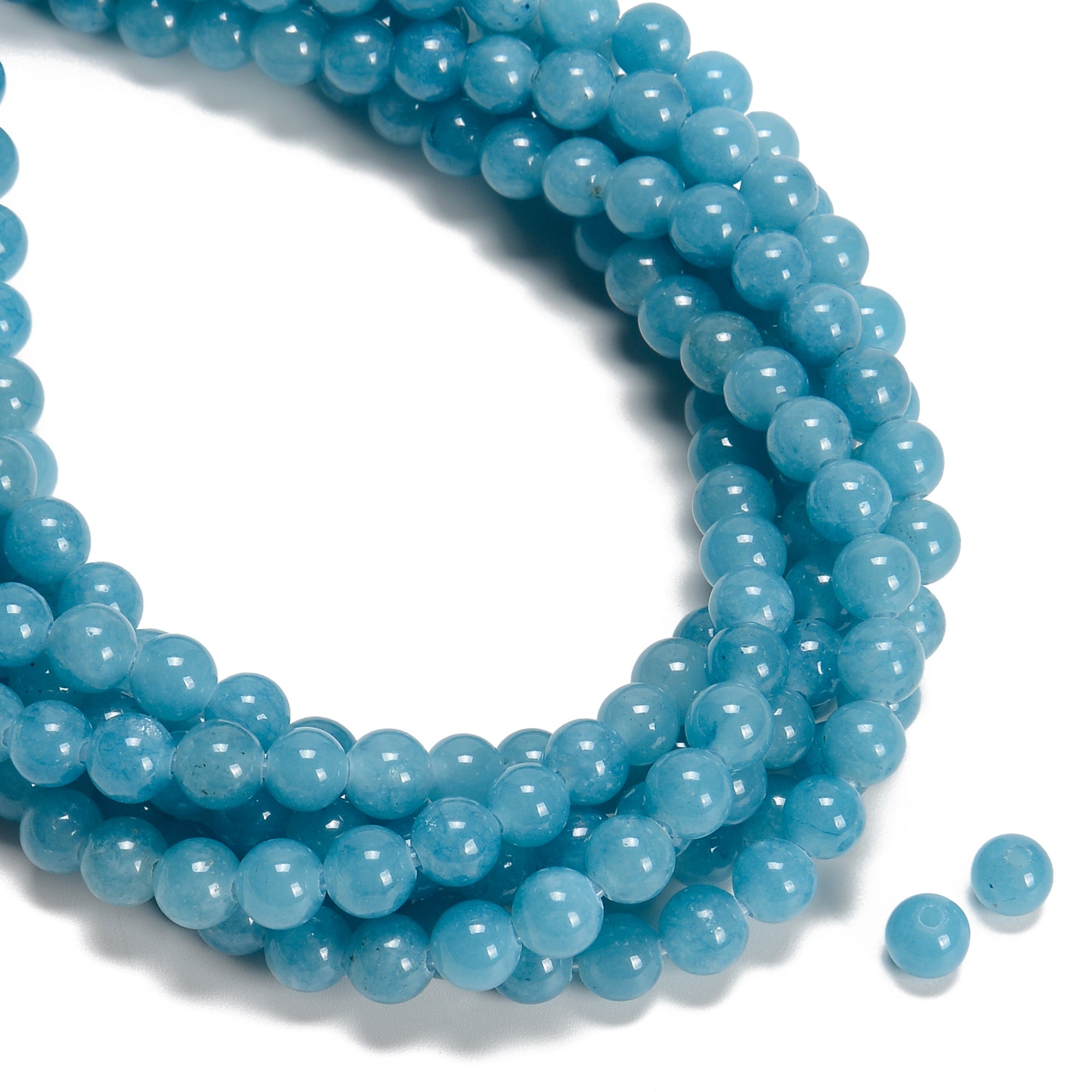 2.0mm Large Hole Blue Sponge Quartz Smooth Round Beads - 6mm, 8mm, 10mm, 15.5 Inch Strand for Jewelry Making, DIY Crafts, Bracelets & Necklaces