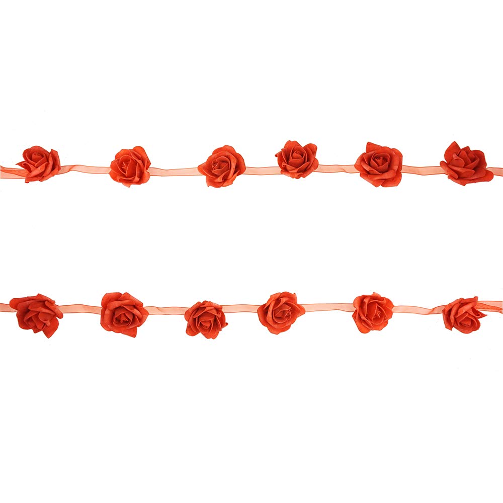 Homeford 56-Inch Red Foam Rose Hanging Garland - Artificial Flower Decor for Wedding, Party, Home, Garden & Wall Decoration