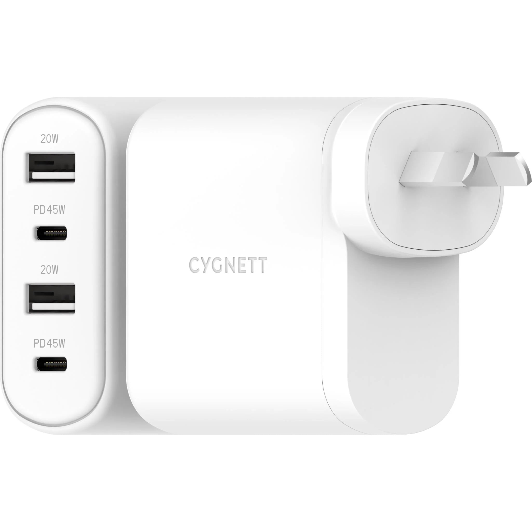 Cygnett PowerPlus 45W Multi Port Fast Wall Charger with USB-C & USB-A - Compact Travel Charger for iPhone, Samsung, iPad, Laptop & More
