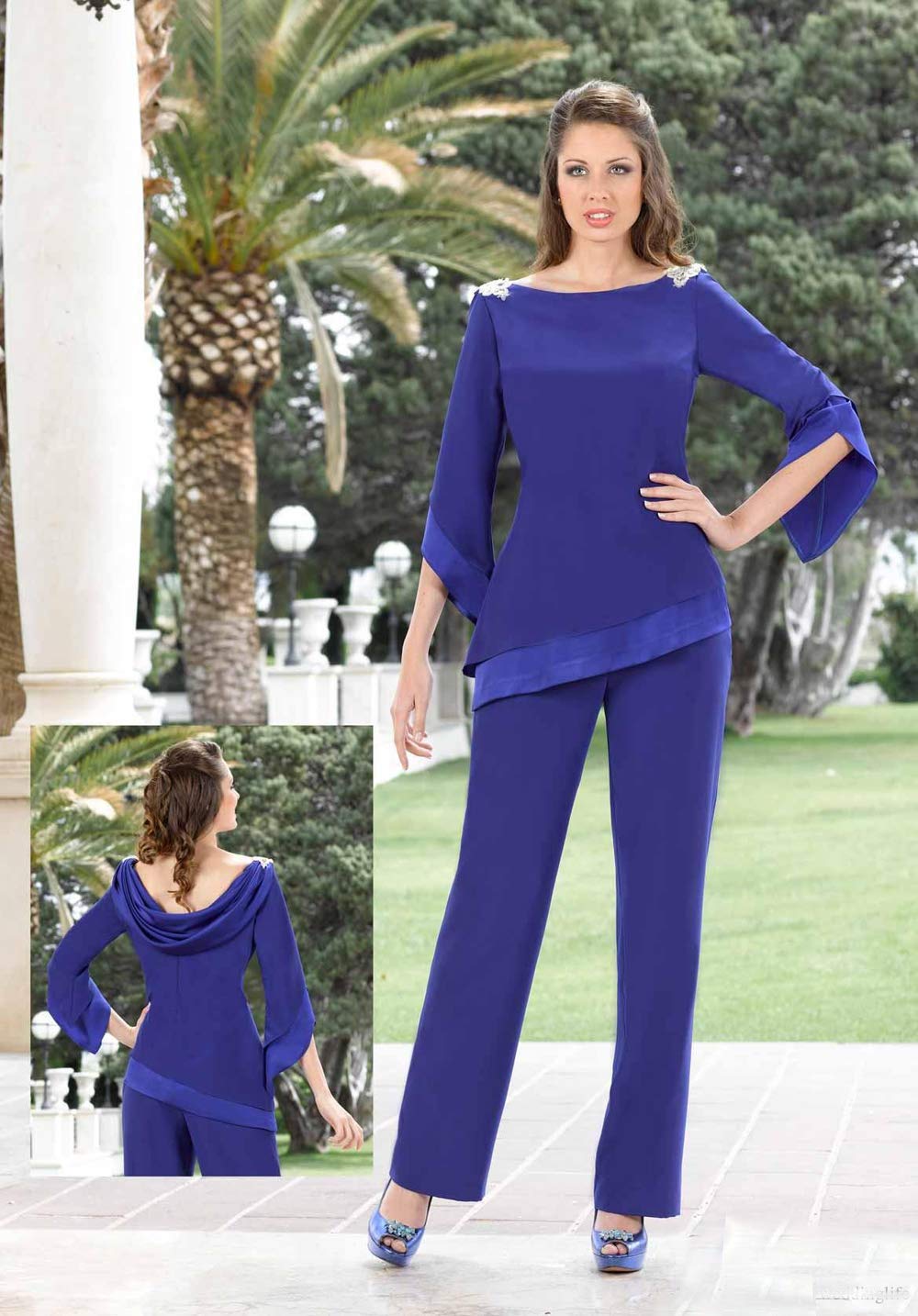 Elegant Chiffon Mother of The Bride Pant Suit - Long Sleeve Boho Formal Outfit for Wedding Guest & Special Occasions | Perfect for Ceremonies, Receptions & Evening Events