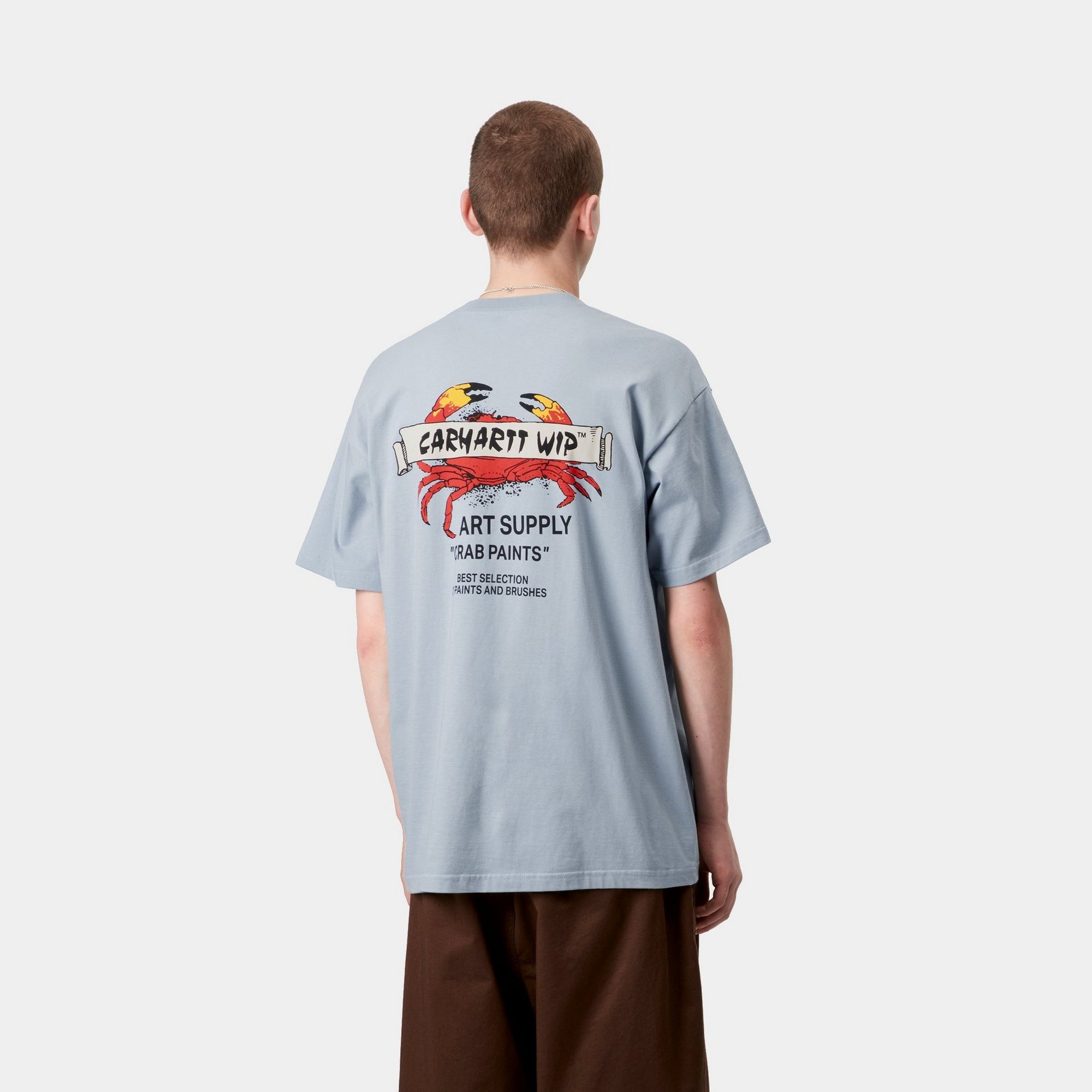 Crab Paint Graphic T-Shirt | Frosted Blue Color | Casual Wear for Beach Outings & Summer Parties