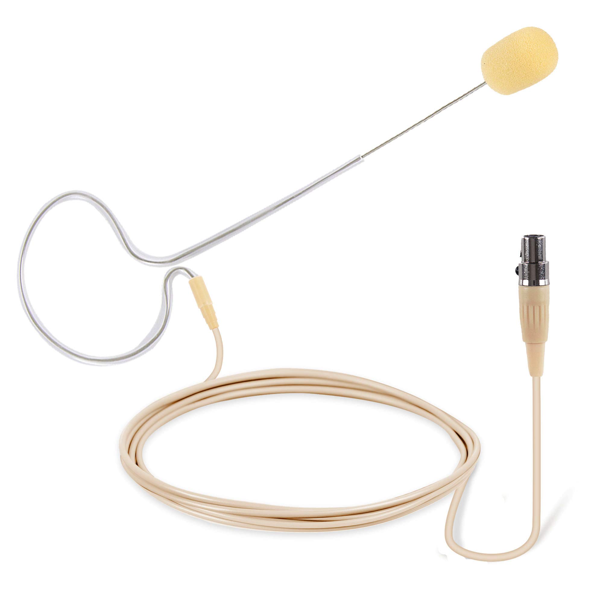 Pyle-Pro PMEMS10 Omnidirectional Condenser Microphone Headset - On-Ear Wired Mic with Mini XLR Cable & Windscreen - Compatible with Shure Systems - Beige Skin Tone - Ideal for Podcasting, Live Streaming & Studio Recording