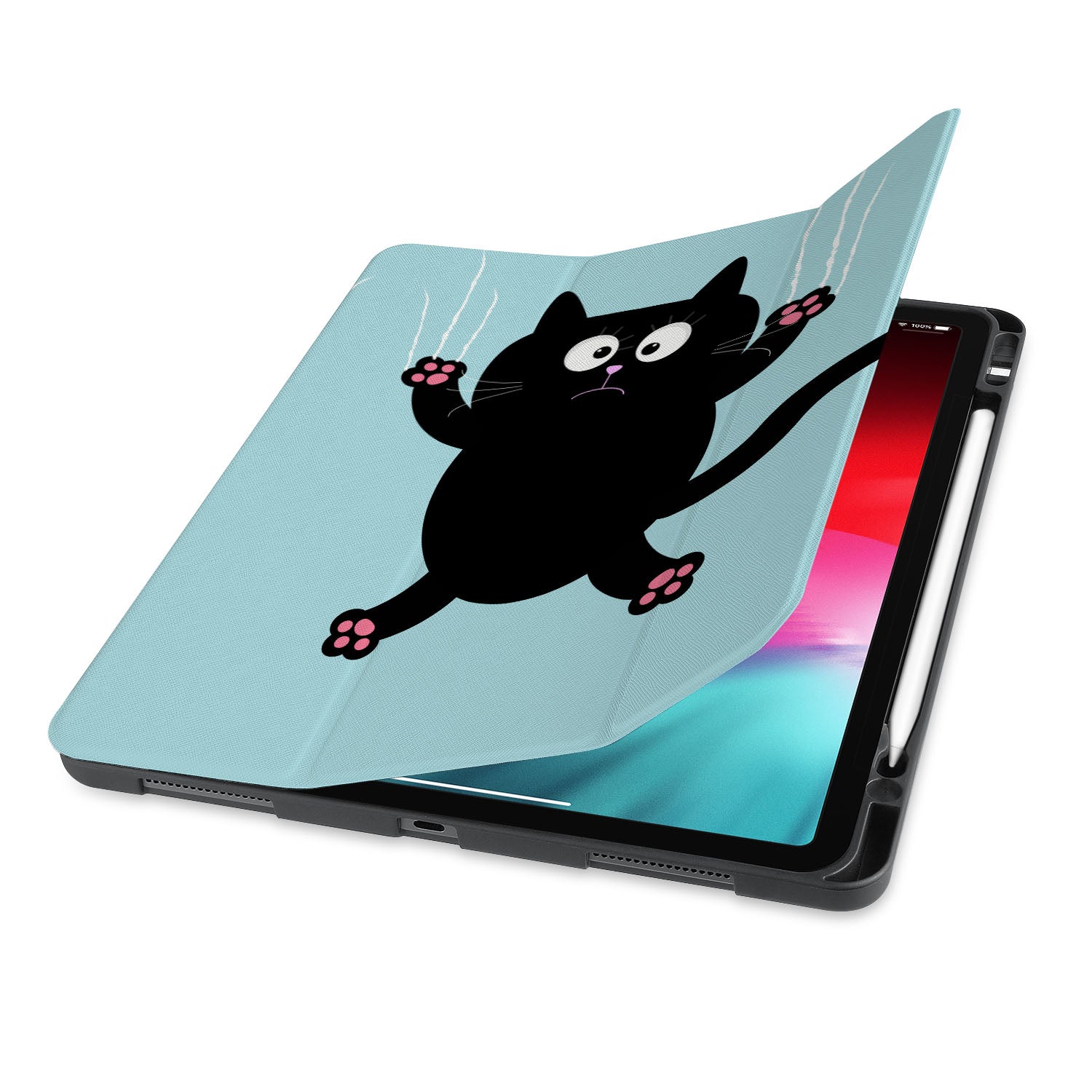 Premium iPad Trifold Case with Cute Cat Design - Slim Protective Cover for iPad 6/7/8/9/10.2 Inch - Perfect for Work, School & Travel Accessories