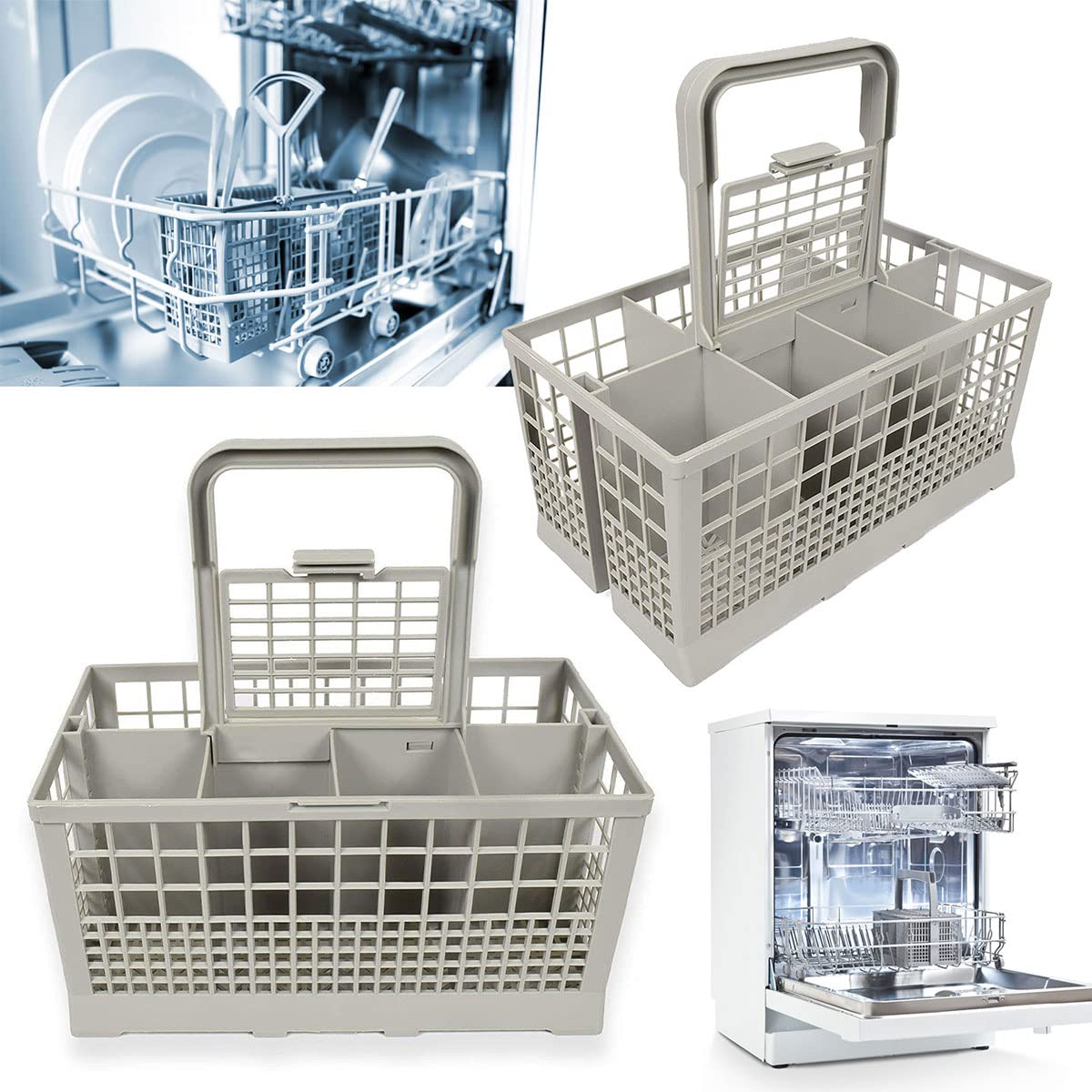 Universal Foldable Dishwasher Cutlery Basket - Silverware Holder & Replacement Rack for Forks, Spoons, Knives | Perfect for Kitchen Organization & Dishwasher Accessories (Fits Most Models)