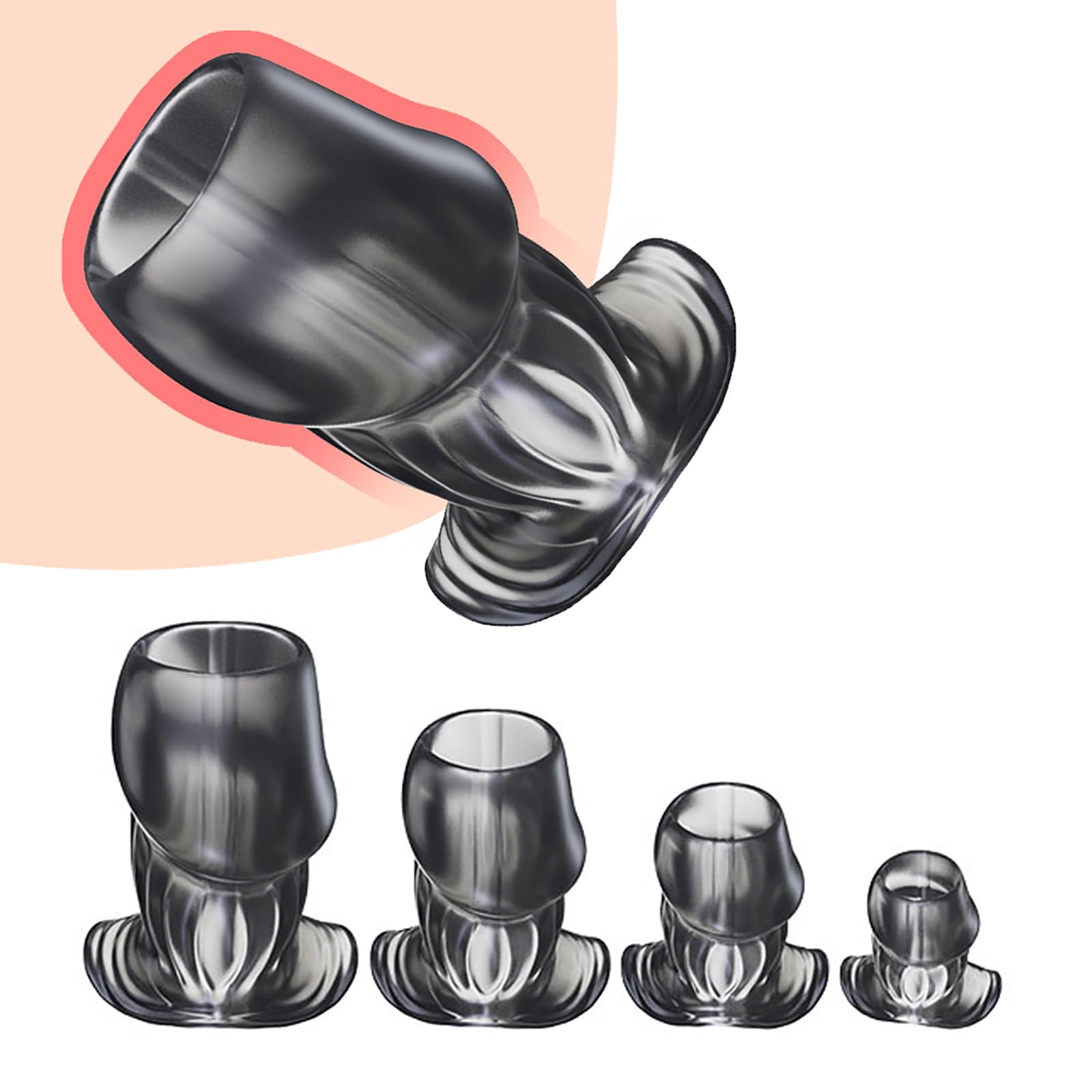 Hollow Anal Plug Set - 4 Sizes (S/M/L/XL) Transparent Anal Dilator for BDSM, Enema & Training | Beginner to Advanced Adult Sex Toys | Perfect for Solo Play, Couples & Kink Exploration