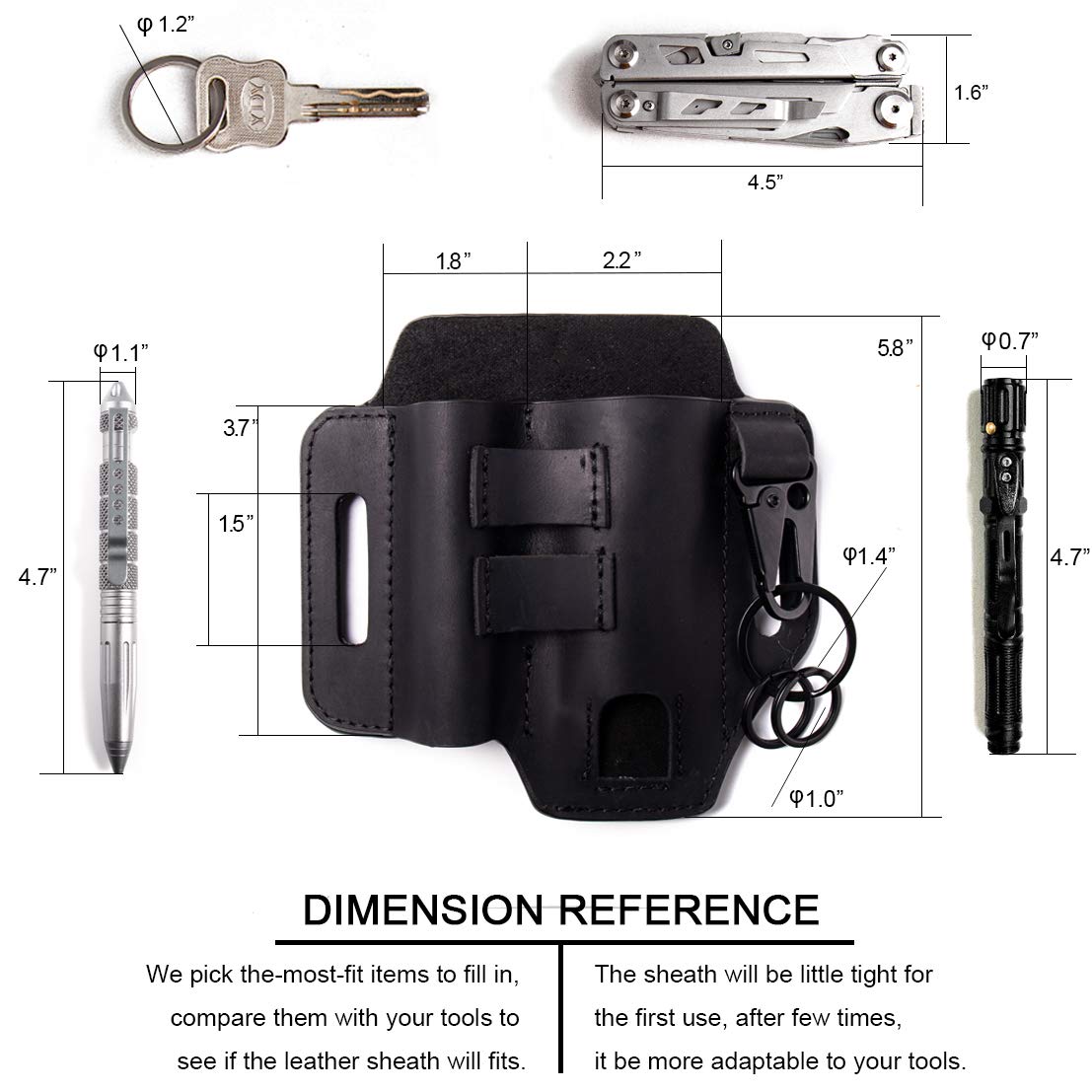 Gentlestache Multitool Belt Sheath - Premium Leather EDC Belt Organizer with Pouch, Flashlight & Pen Holders - Practical Everyday Carry Accessory for Men | Hiking, Camping, Work & Outdoor Activities