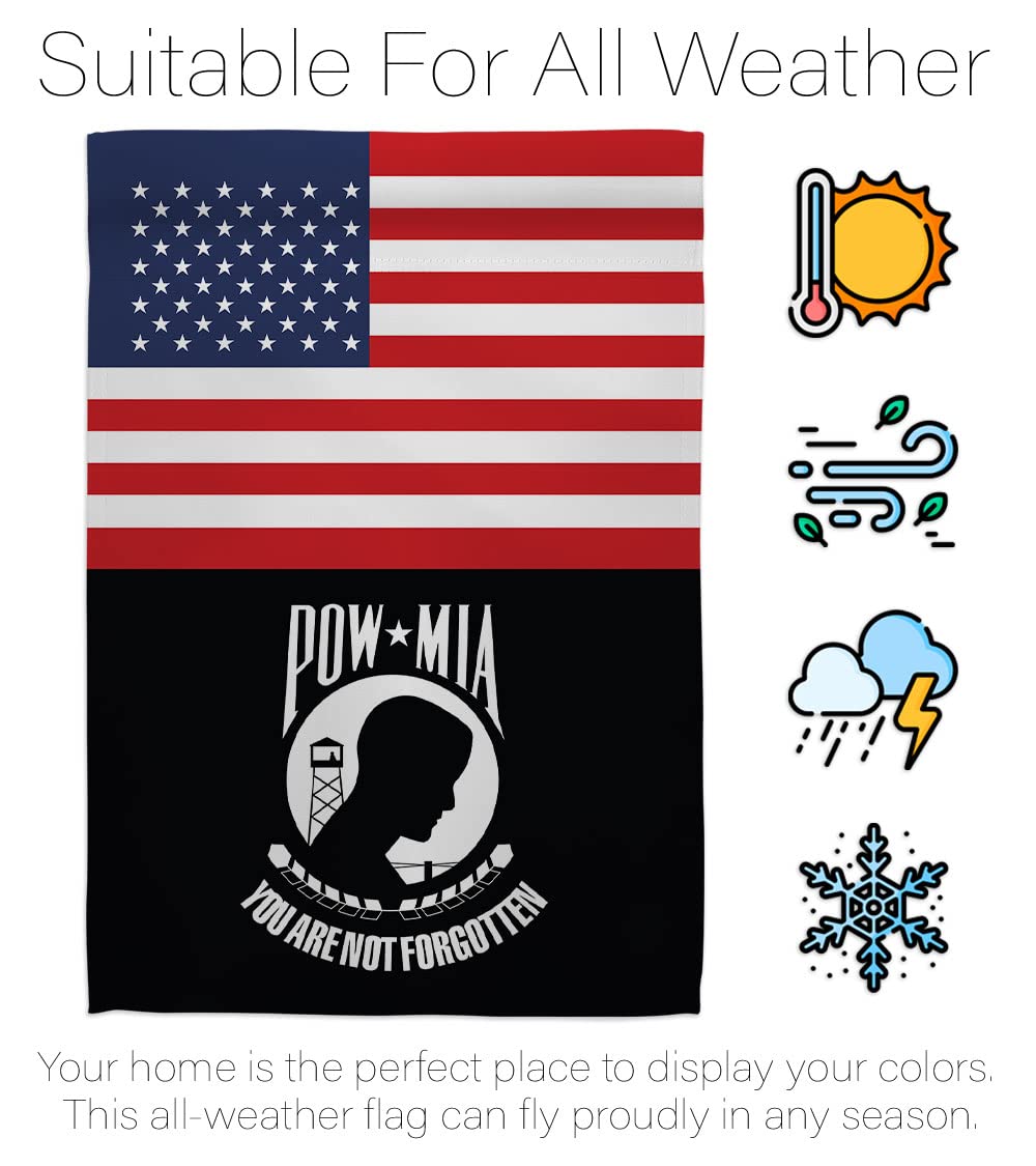 US POW/MIA Garden Flag Set with Stand - Military Veteran Honor Gift for Yard & Home Decor
