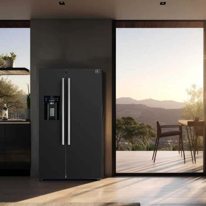Forno Espresso Salerno 36 Inch 20 cu.ft Side by Side Refrigerator with Water Dispenser - Energy Efficient Stainless Steel Fridge for Kitchen, Office, or Restaurant (Model FFRBI1844)