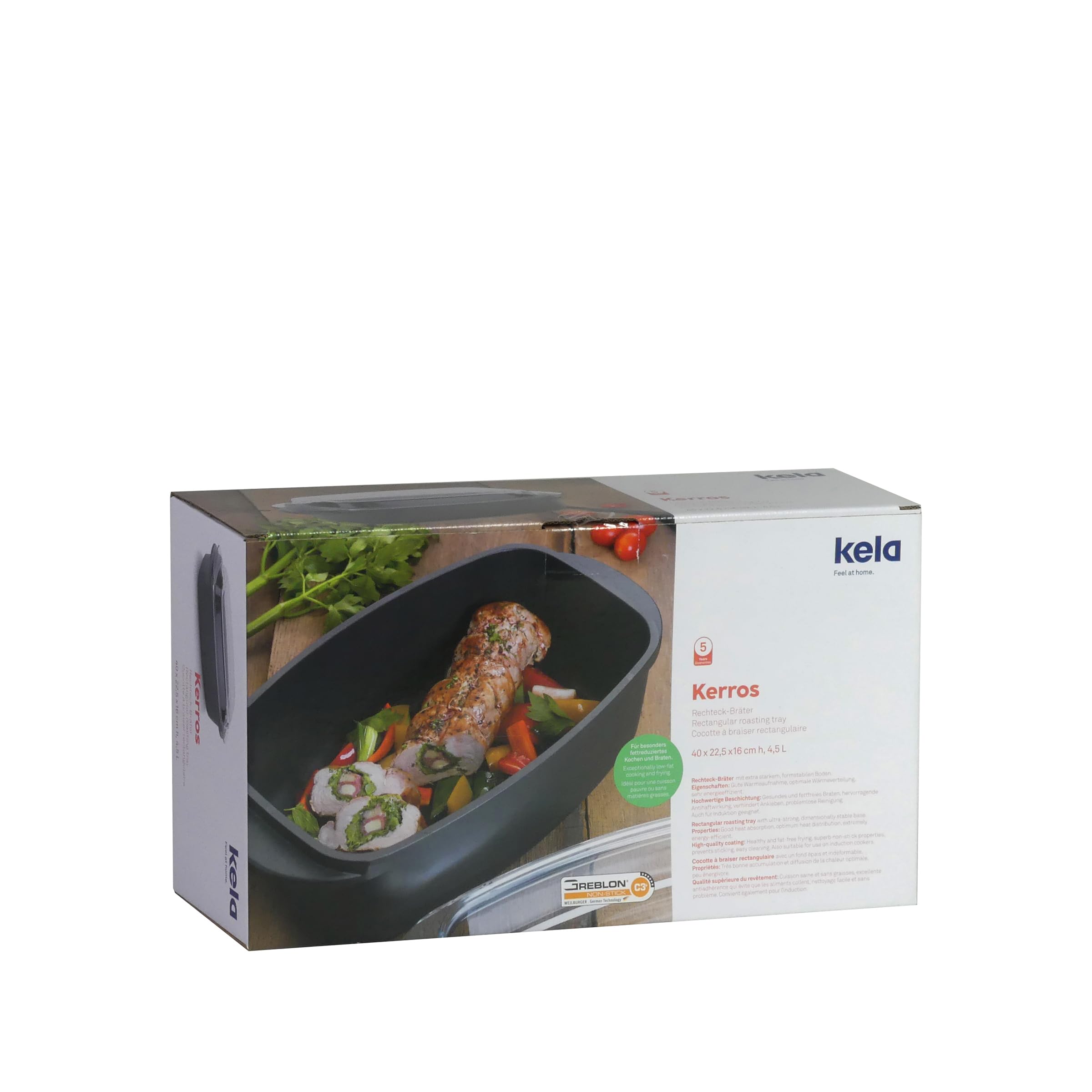 Kela 15152 4.5L Rectangular Oven Pot - Durable Ceramic Baking Dish for Casseroles, Lasagna & Roasts | Perfect for Family Dinners & Holiday Cooking
