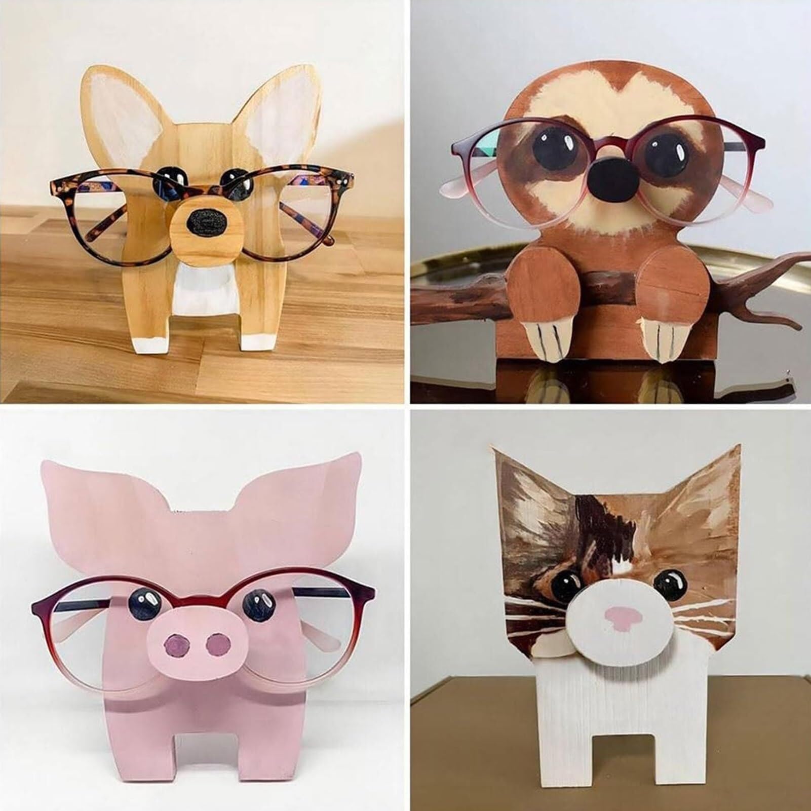 Creative Dachshund Glasses Holder - Handmade Owl Eyeglass Stand for Desk, Cute Animal Glasses Organizer for Home & Office - Perfect Gift for Glasses Wearers (Use on Nightstand, Dresser, or Workspace)