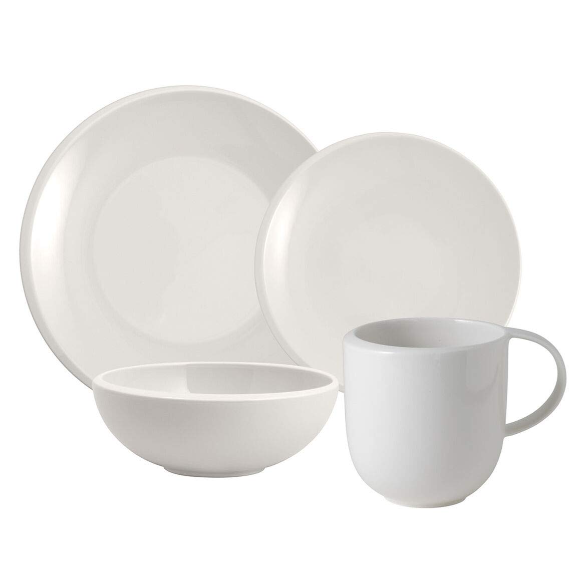 Villeroy & Boch New Moon 4-Piece Dinner Plate Set - Elegant Porcelain Tableware for Fine Dining, Wedding Registry & Special Occasions