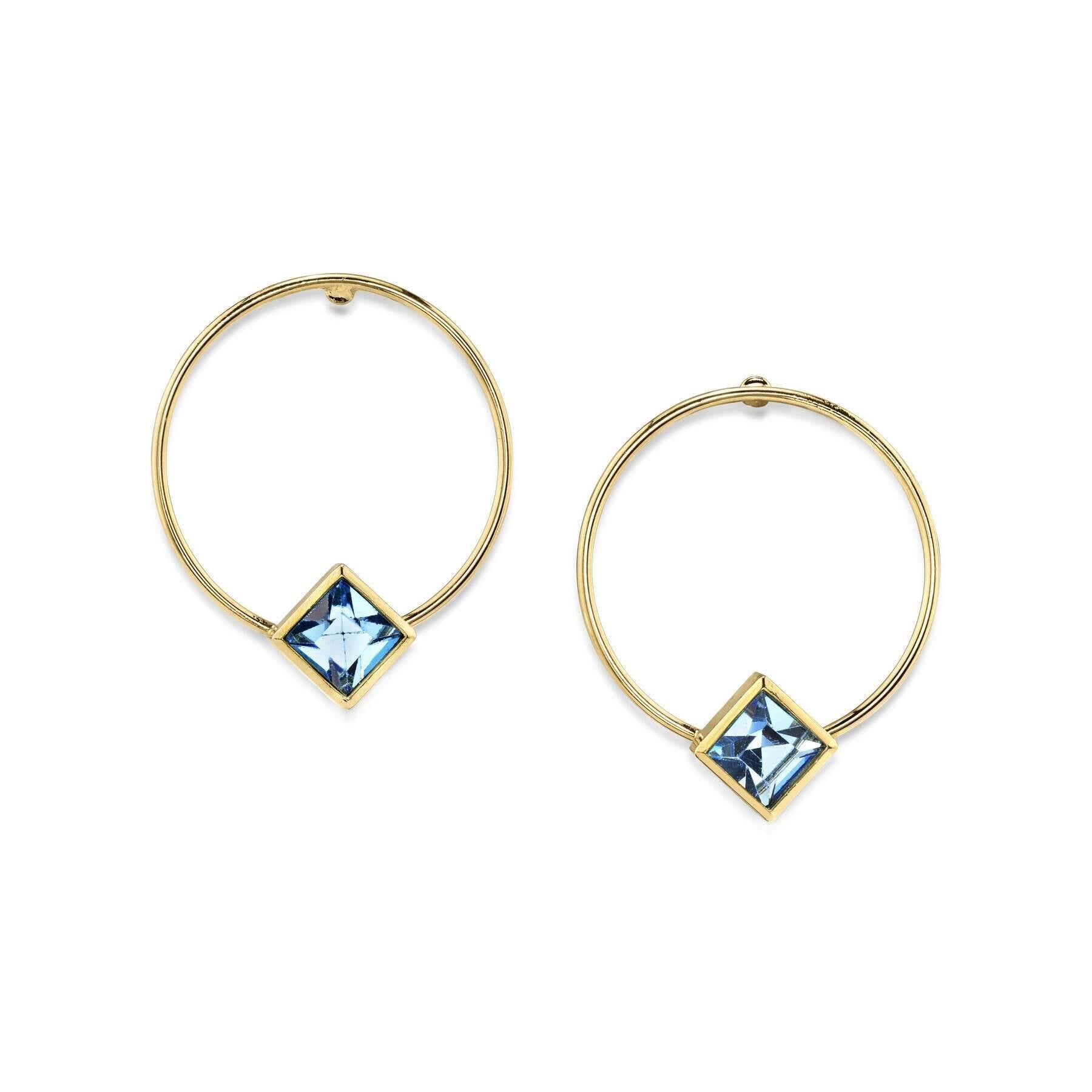 1928 Jewelry Diamond Shape Crystal Stainless Steel Hoop Earrings for Women - Hypoallergenic Post Earrings for Sensitive Ears, Perfect for Parties, Weddings & Everyday Wear