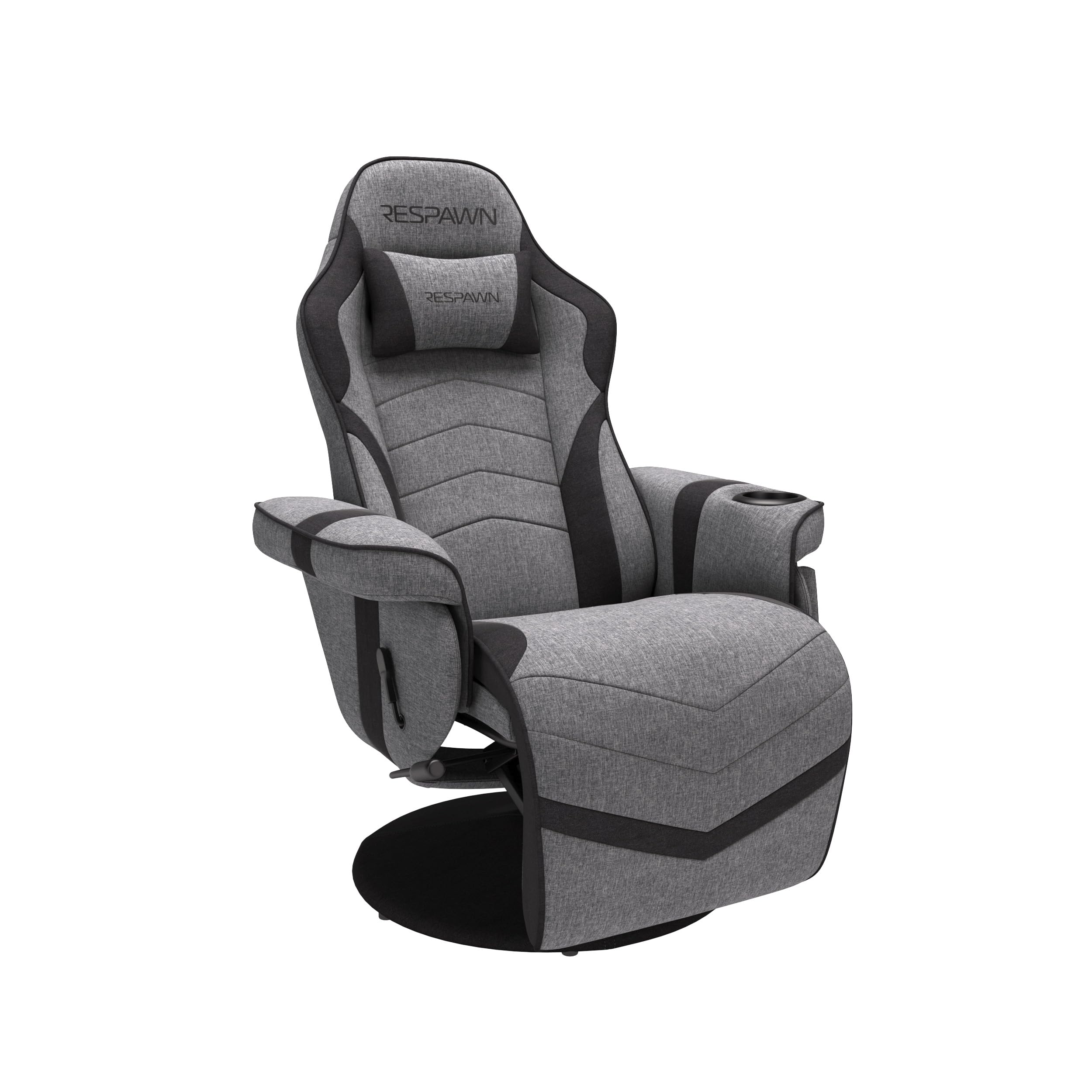 RESPAWN 900 Ergonomic Gaming Recliner Chair with Adjustable Leg Rest & Footrest - Gray Fabric Gaming Chair for PC, Console & Home Theater - Perfect for Gaming, Streaming & Relaxing