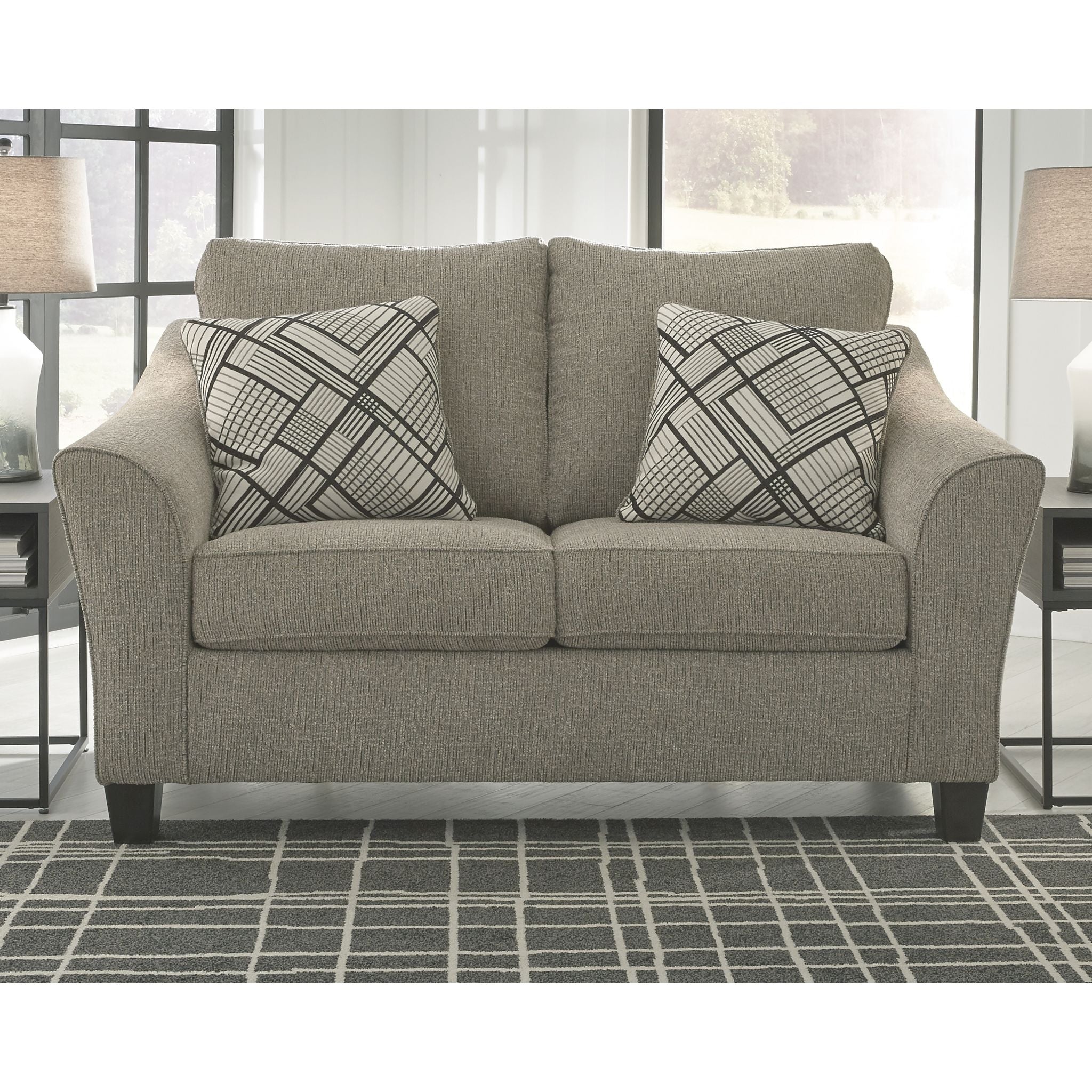 Barnesley Loveseat Platinum - Modern Two-Seater Sofa for Living Room, Lounge & Small Spaces | Comfortable Fabric Couch with Sturdy Frame