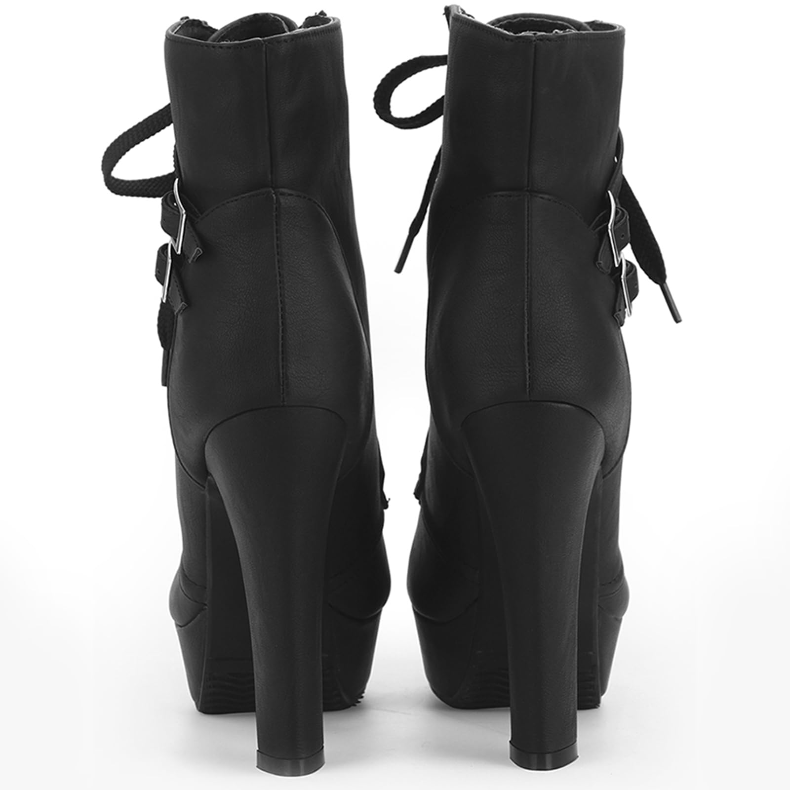 Susanny Women's High Heel Boots - Sexy Round Toe Platform Boots with Lace-Up Design, Mid Calf Heels for Night Out, Party & Fashion
