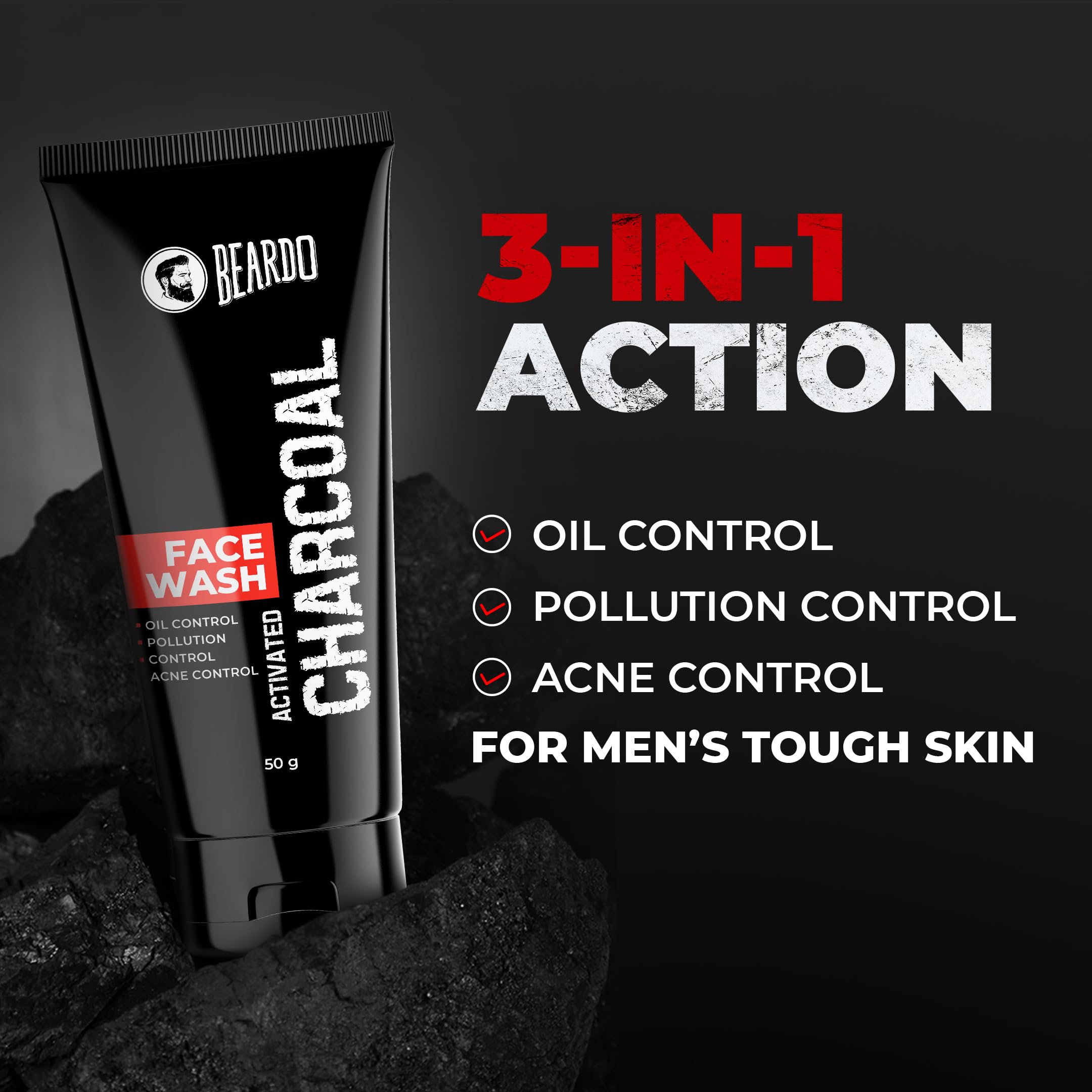 Beardo Charcoal Face Wash & Peel Off Mask Set - 50ml Face Wash & 50g Mask for Deep Pore Cleansing, Blackhead Removal & Glowing Skin | Men's Skincare Gift Set for Valentine's Day, Anniversary or Birthday | Perfect for Daily Face Care Routine & Special Occasion Gifting