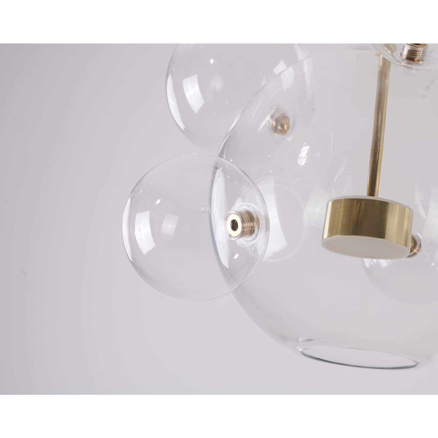 Bethel Clear Bubble Glass LED Chandelier with Gold & Black Hardware - Elegant Lighting Fixture for Dining Room, Living Room, Bedroom & Entryway