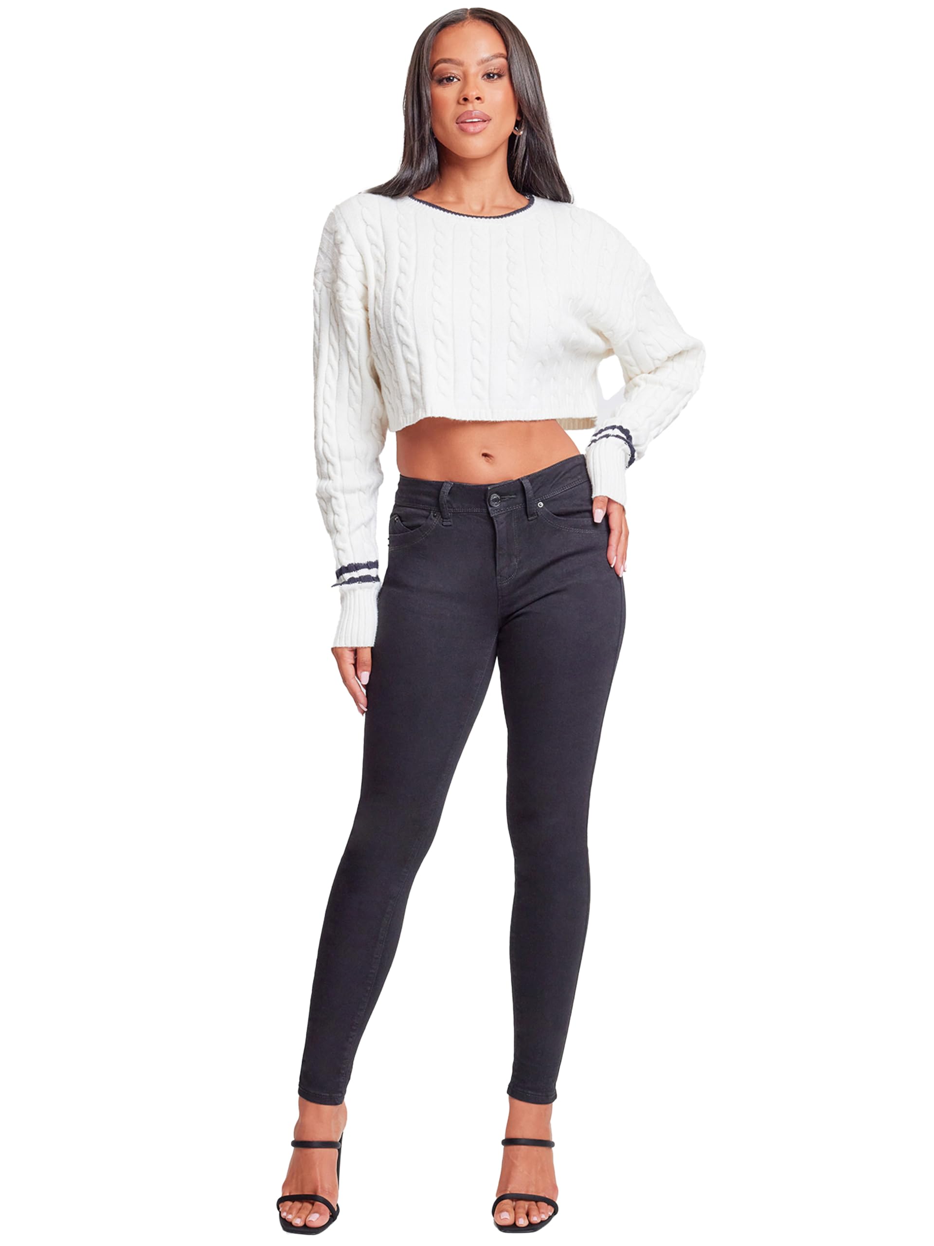 YMI Women's Mid-Rise Skinny Jeans - Stretch Denim with Recycled Fibers for Butt Lifting & Slim Fit | Perfect for Casual Wear, Date Night & Everyday Outfits