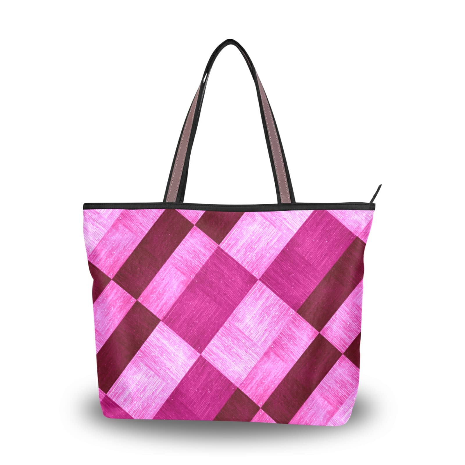Stylish Pink Square Tote Bag for Women - Large Capacity Zippered Grocery Bag with 2 Size Options | Perfect for Shopping, Beach Trips & Daily Essentials