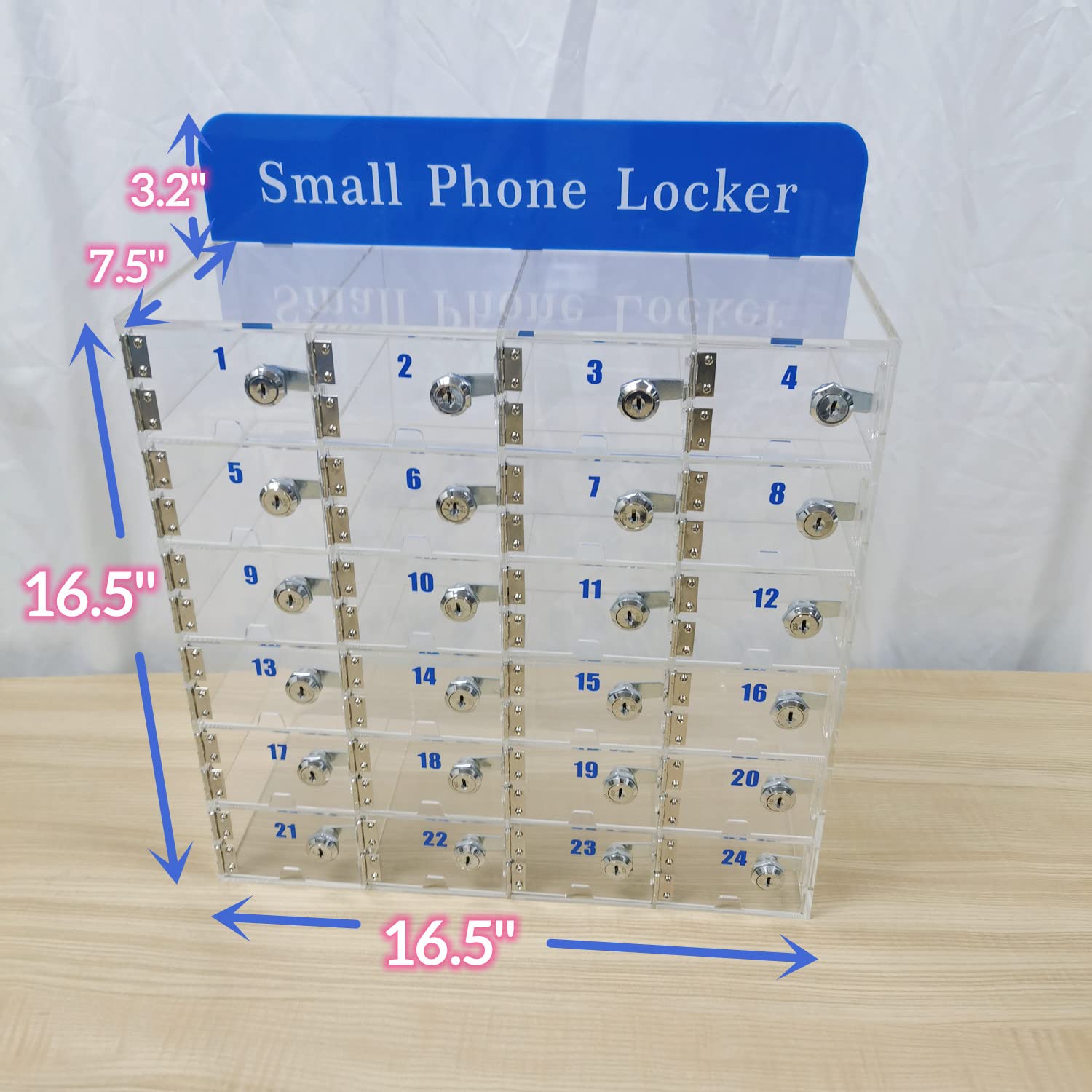 24-Slot Clear Plastic Phone Storage Locker - Transparent Cell Phone Organizer Cabinet for Classroom, School & Office - Perfect for Device Management in Educational, Workplace & Public Spaces