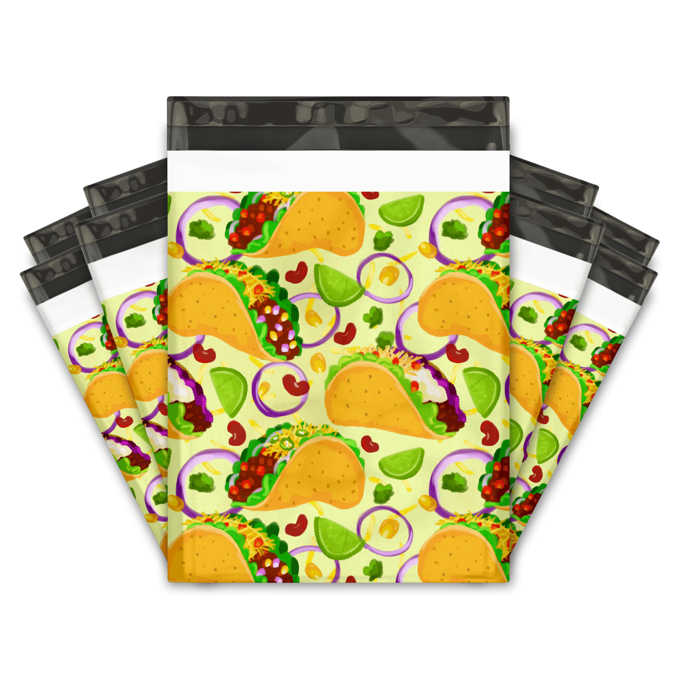 10x13 Inch Custom Printed Poly Mailers - Premium Taco Design Shipping Envelopes for Ecommerce, Boutique & Online Stores - Perfect for Clothing, Jewelry & Small Business Packaging